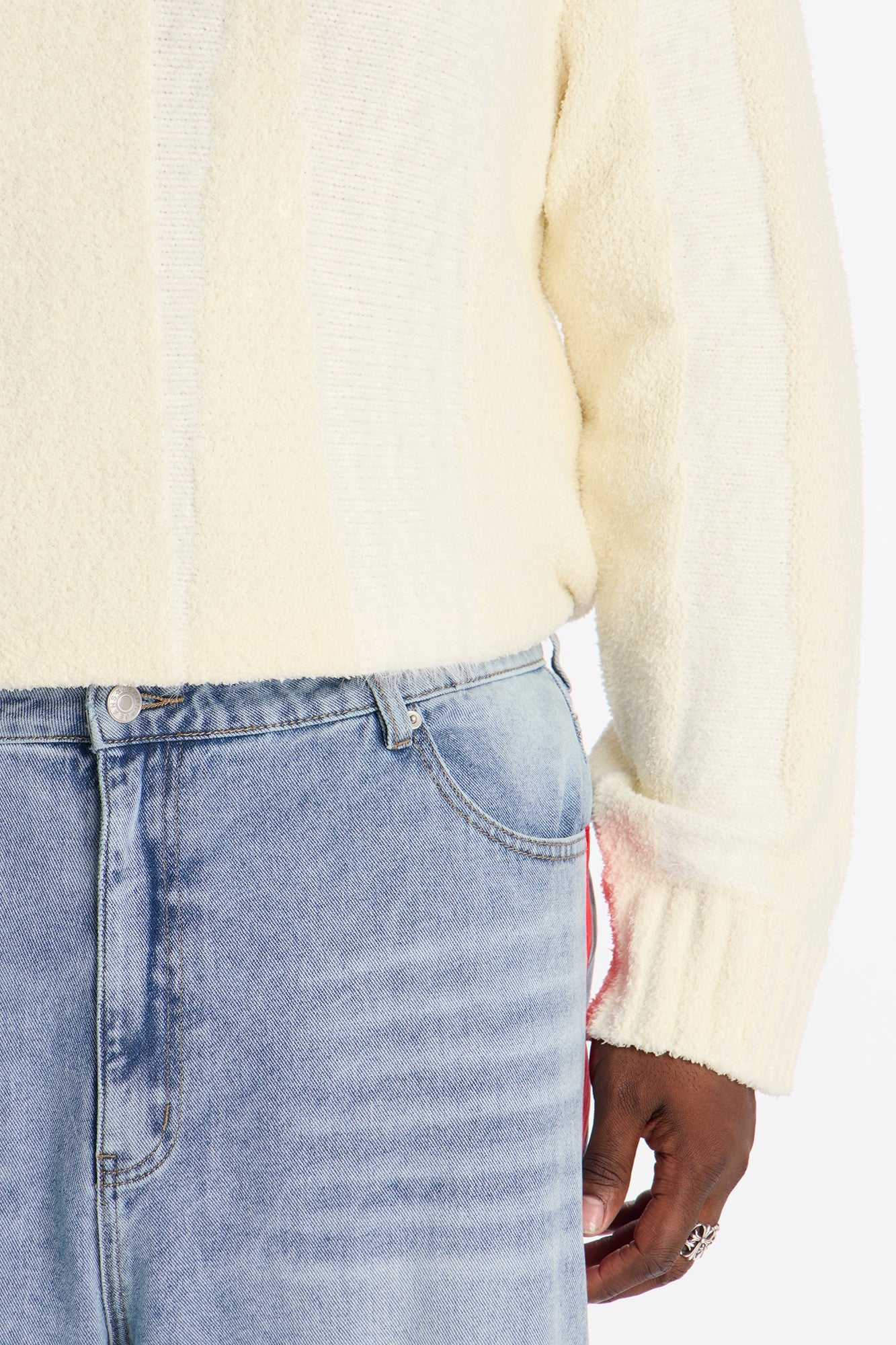 Baggy Wide Leg Tuxedo Stripe Jean - Light Blue Wash Fashion Nova