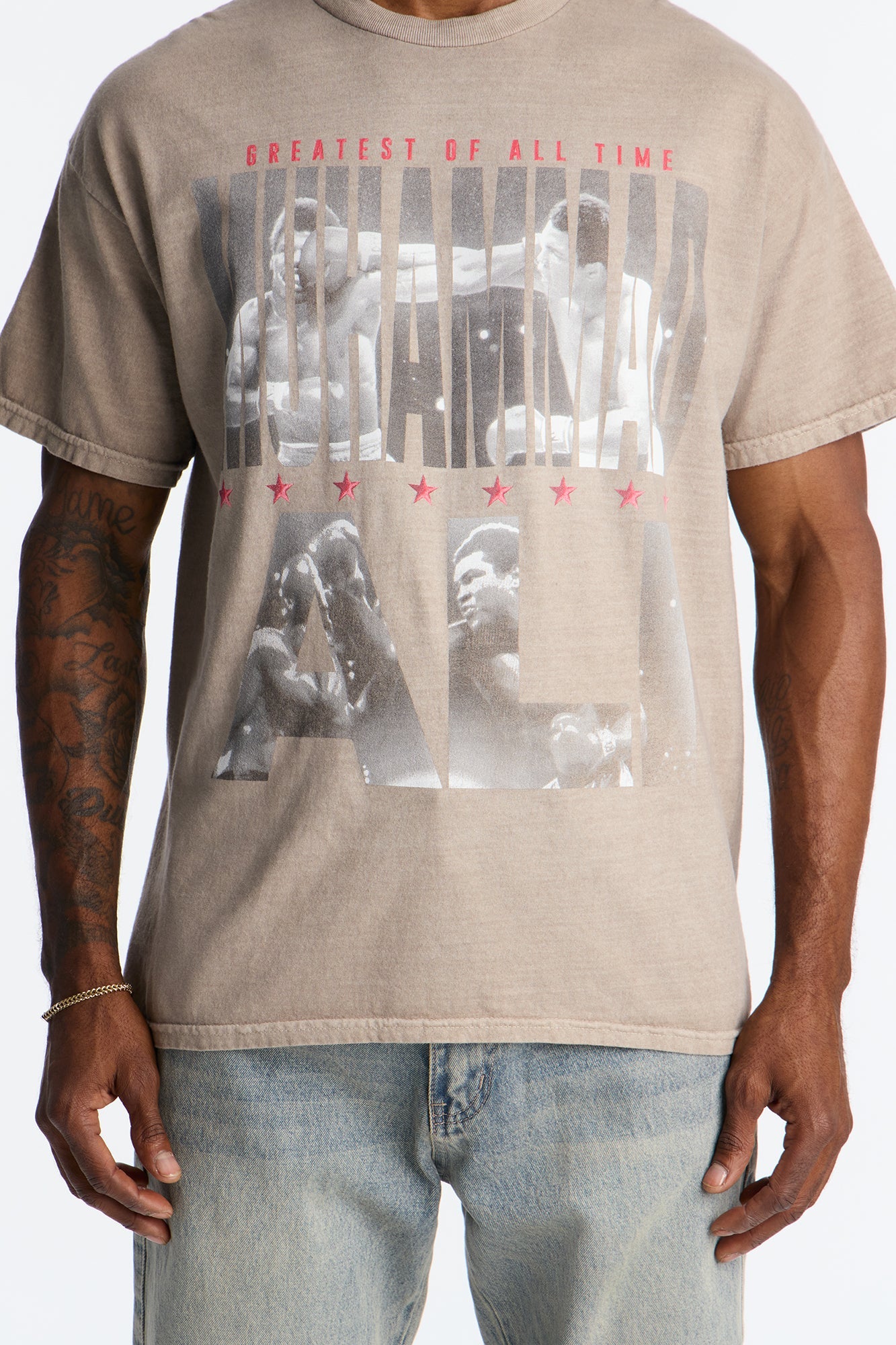 Oversized Muhammad Ali GOAT Short Sleeve Tee - Taupe Fashion Nova