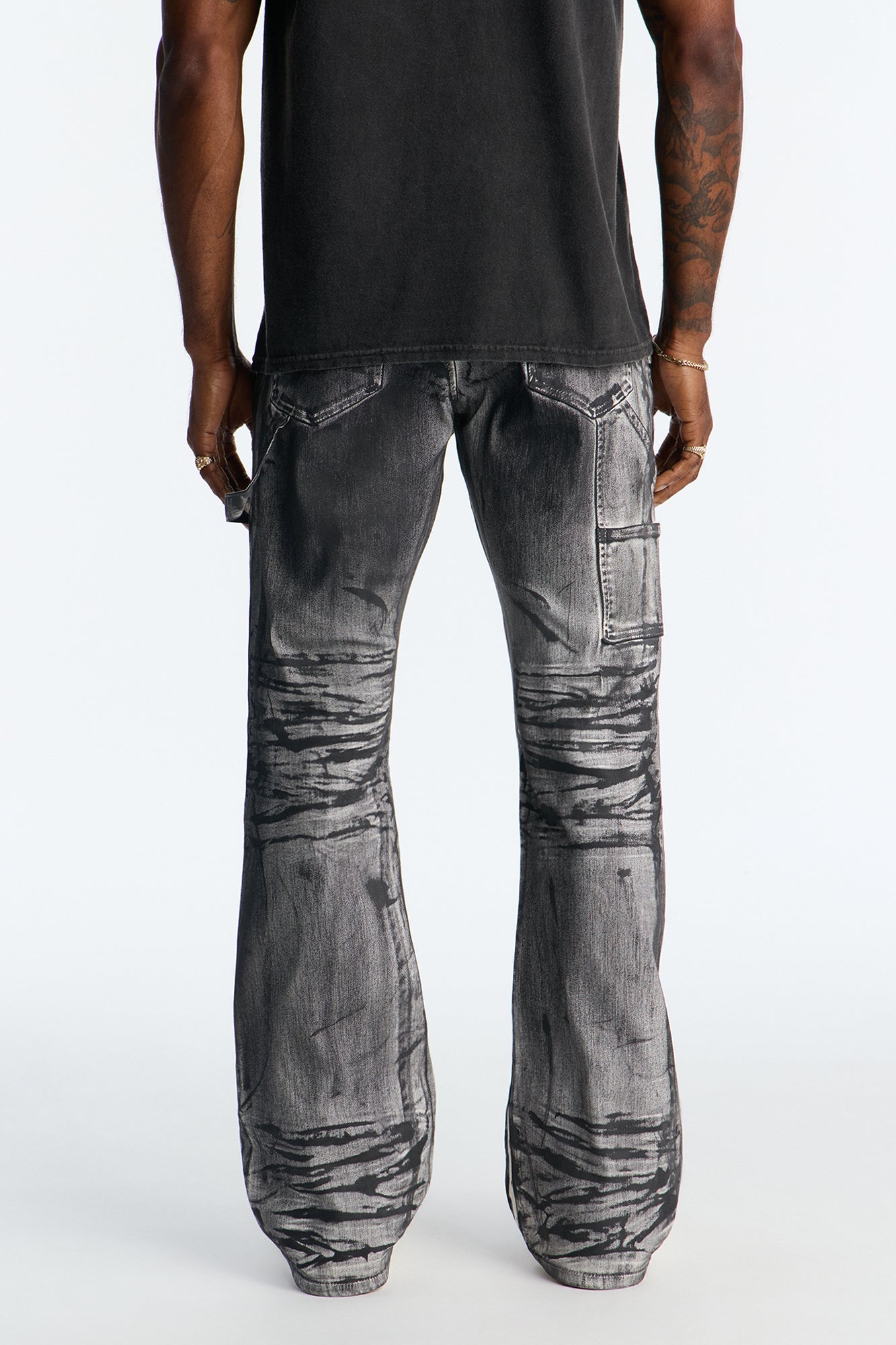 Stacked Skinny Flare Marble Vice Jean - Black/White Fashion Nova