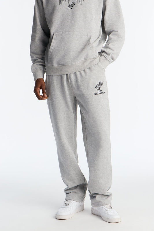 Chase Luck Embroidered Sweatpants - Heather Grey Fashion Nova