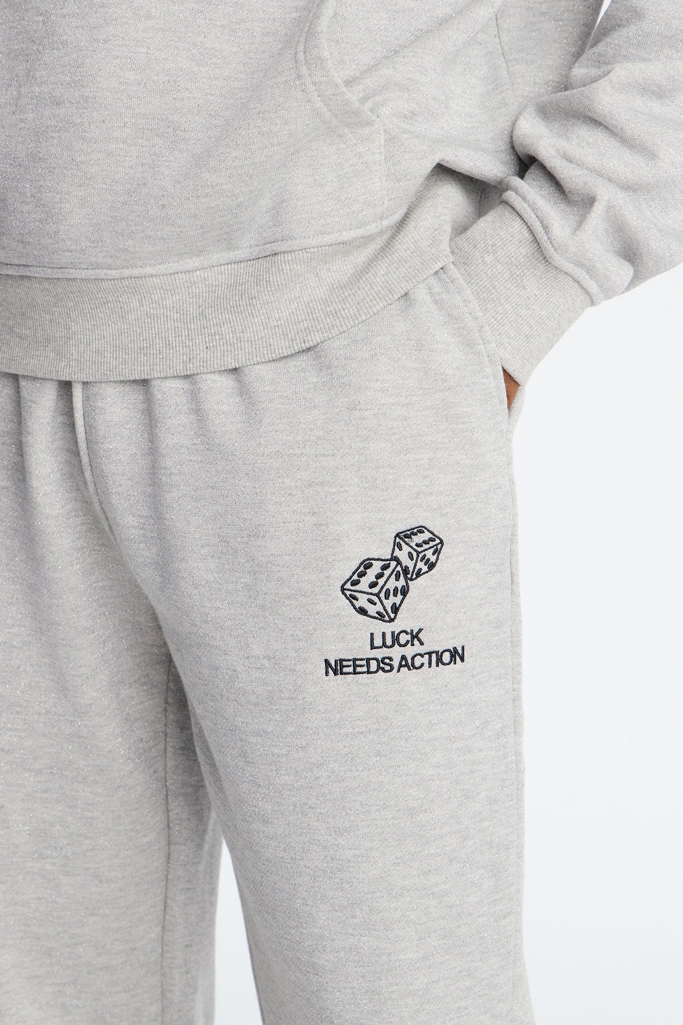 Chase Luck Embroidered Sweatpants - Heather Grey Fashion Nova