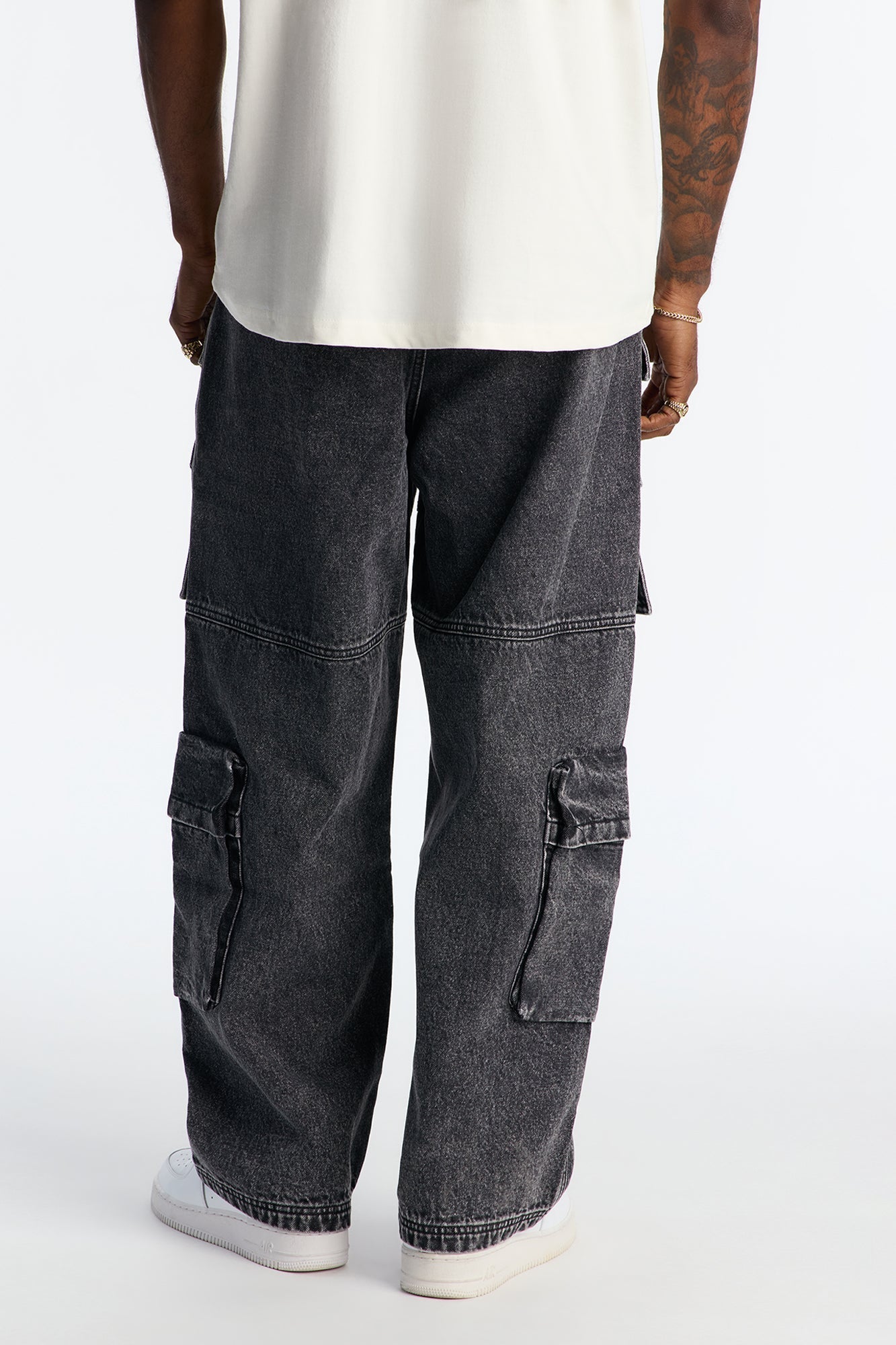 Baggy Pass It Over Cargo Jean - Black Wash Fashion Nova