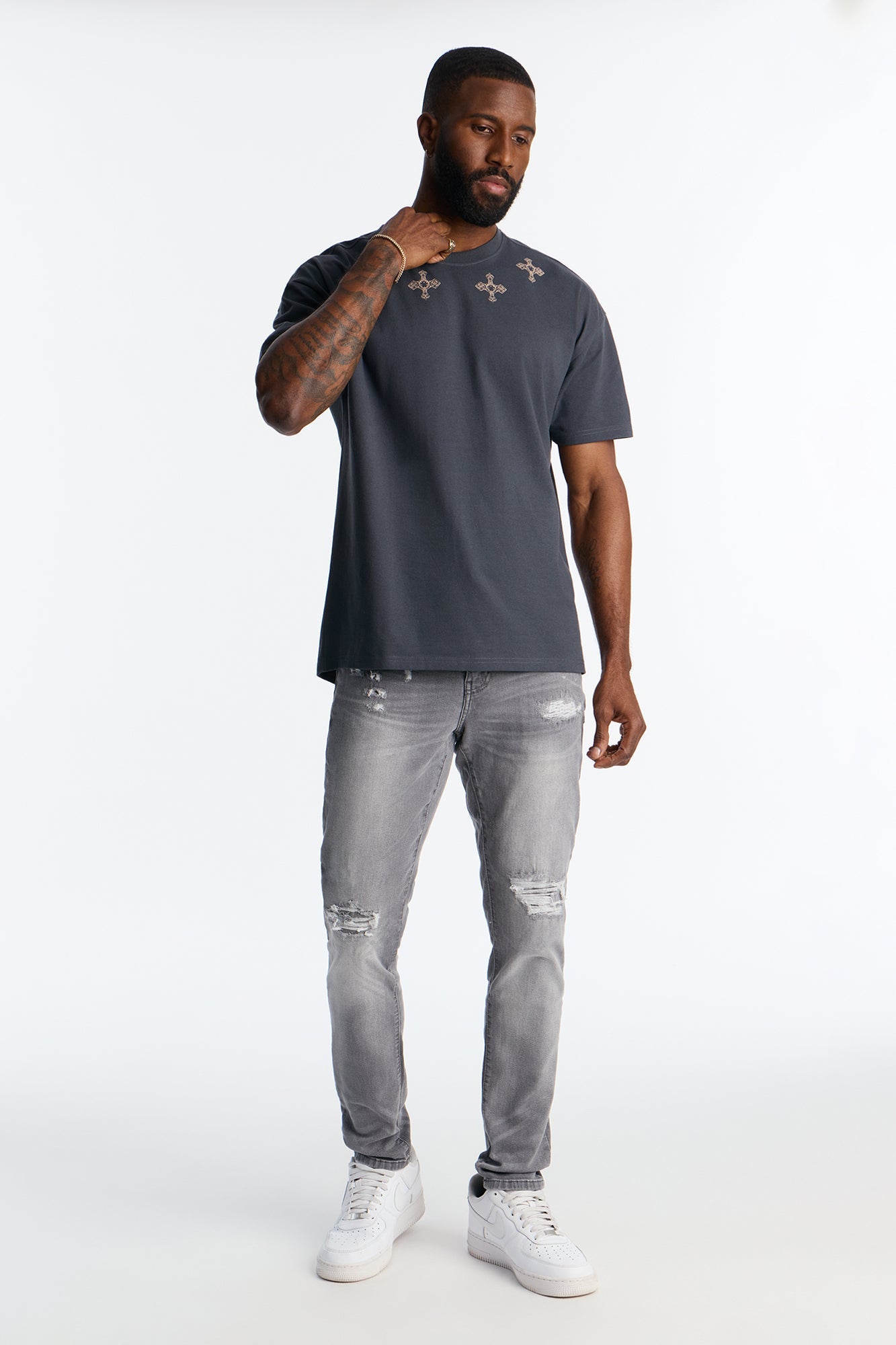 Skinny Distressed Bushwick Jeans - Grey Fashion Nova