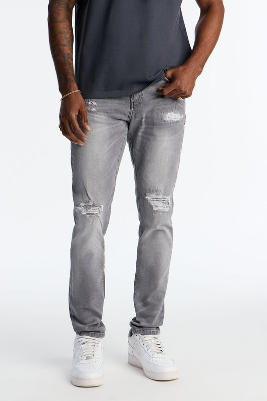 Skinny Distressed Bushwick Jeans - Grey Fashion Nova