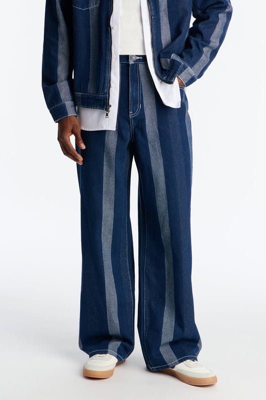 Wide Leg Two Tone Stripe Jean - Dark Wash Fashion Nova
