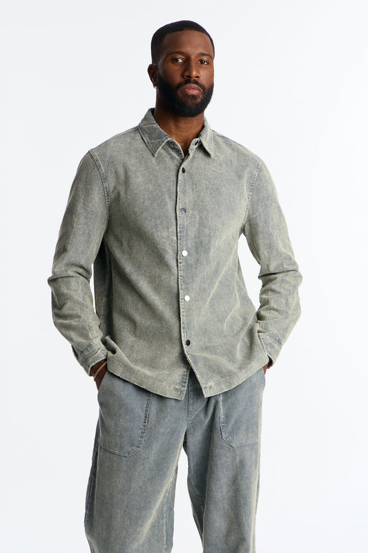 Chi Town Corduroy Button Up Shirt - Blue Wash Fashion Nova
