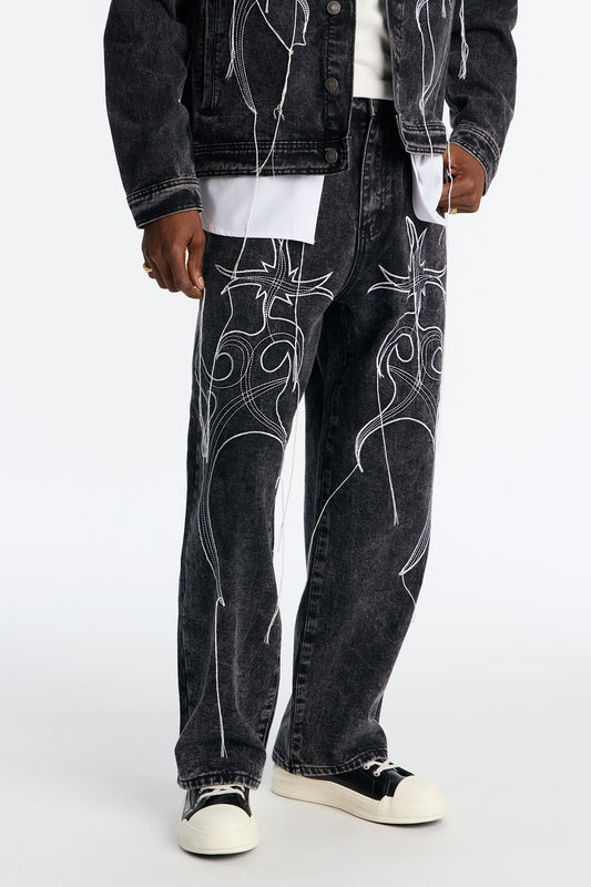 Baggy Skyfire Jean - Black Wash Fashion Nova