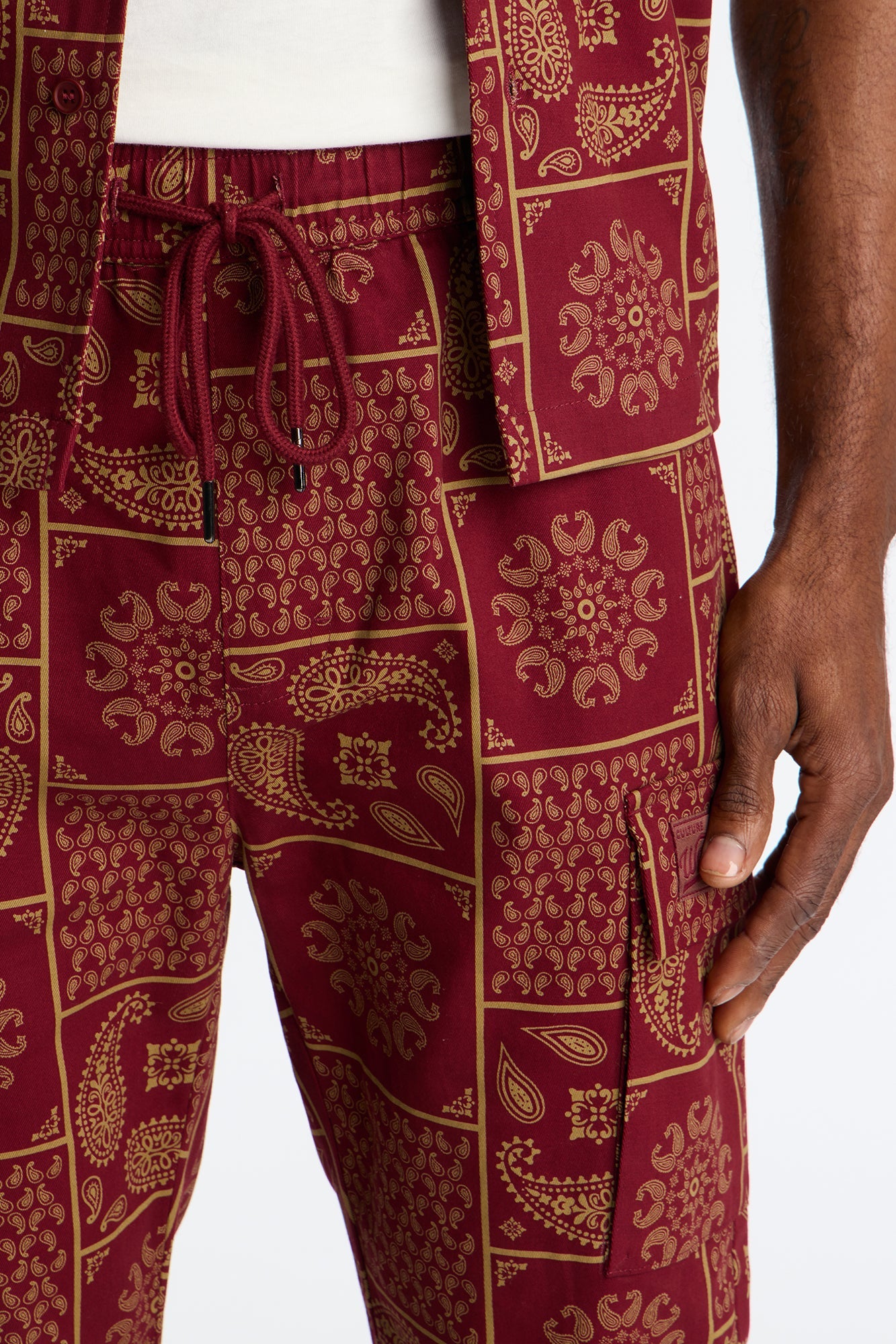 Slim Clinton Hill Mosaic Twill Cargo Pant - Burgundy Fashion Nova