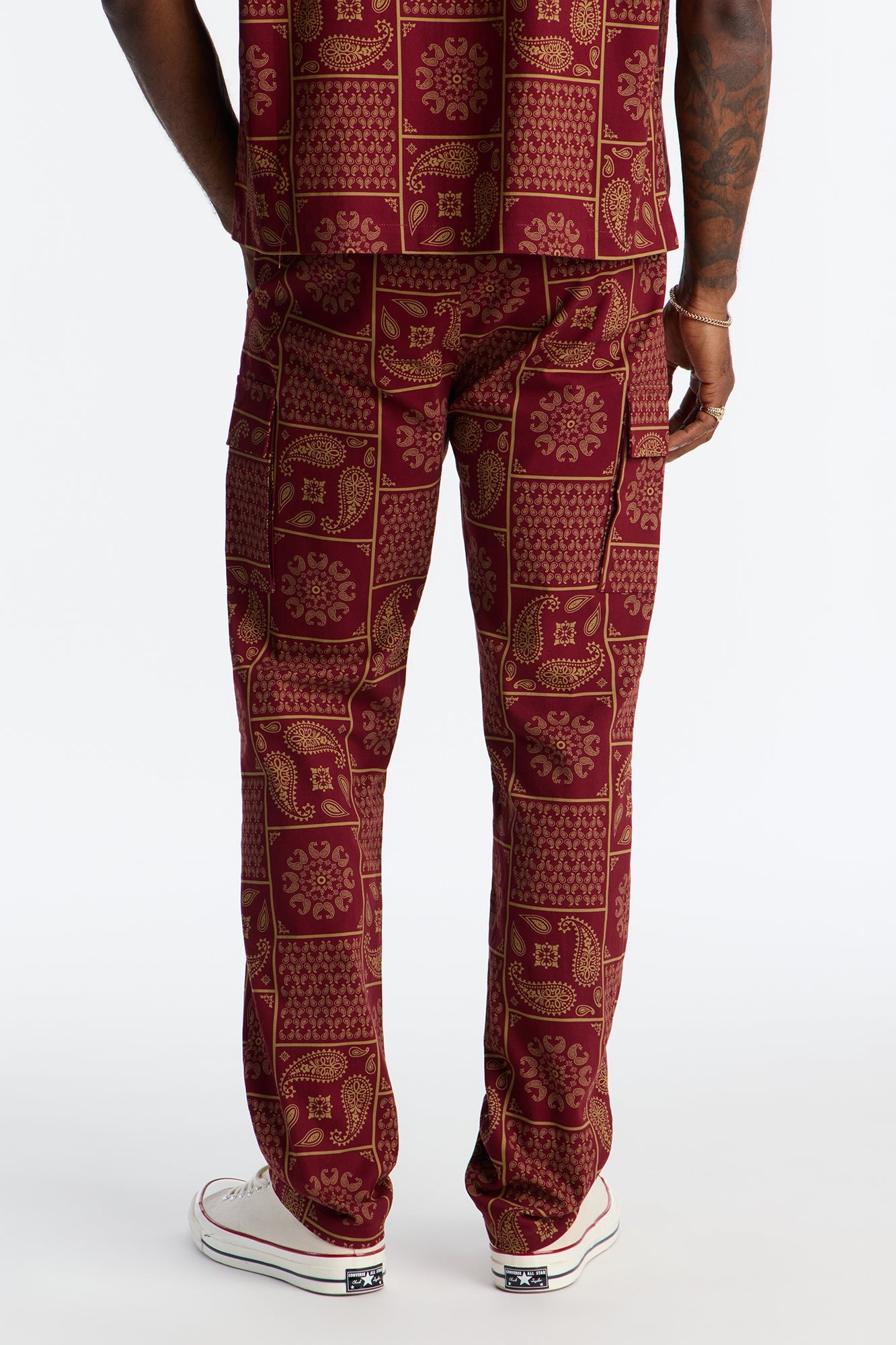 Slim Clinton Hill Mosaic Twill Cargo Pant - Burgundy Fashion Nova