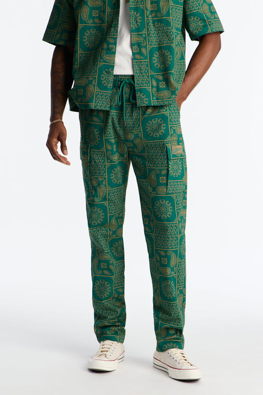 Slim Clinton Hill Mosaic Twill Cargo Pant - Green Fashion Nova