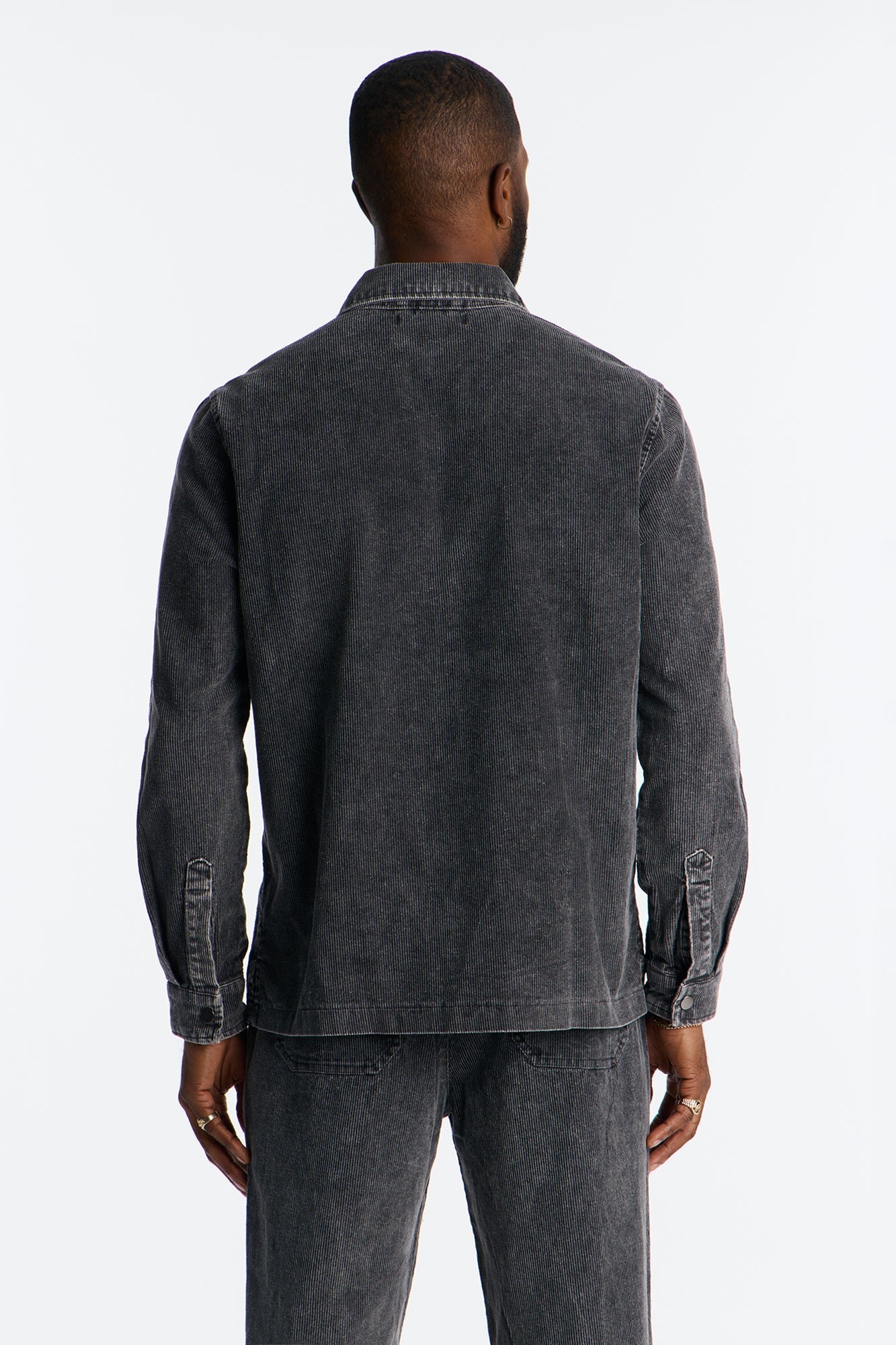 Chi Town Corduroy Button Up Shirt - Acid Wash Black Fashion Nova