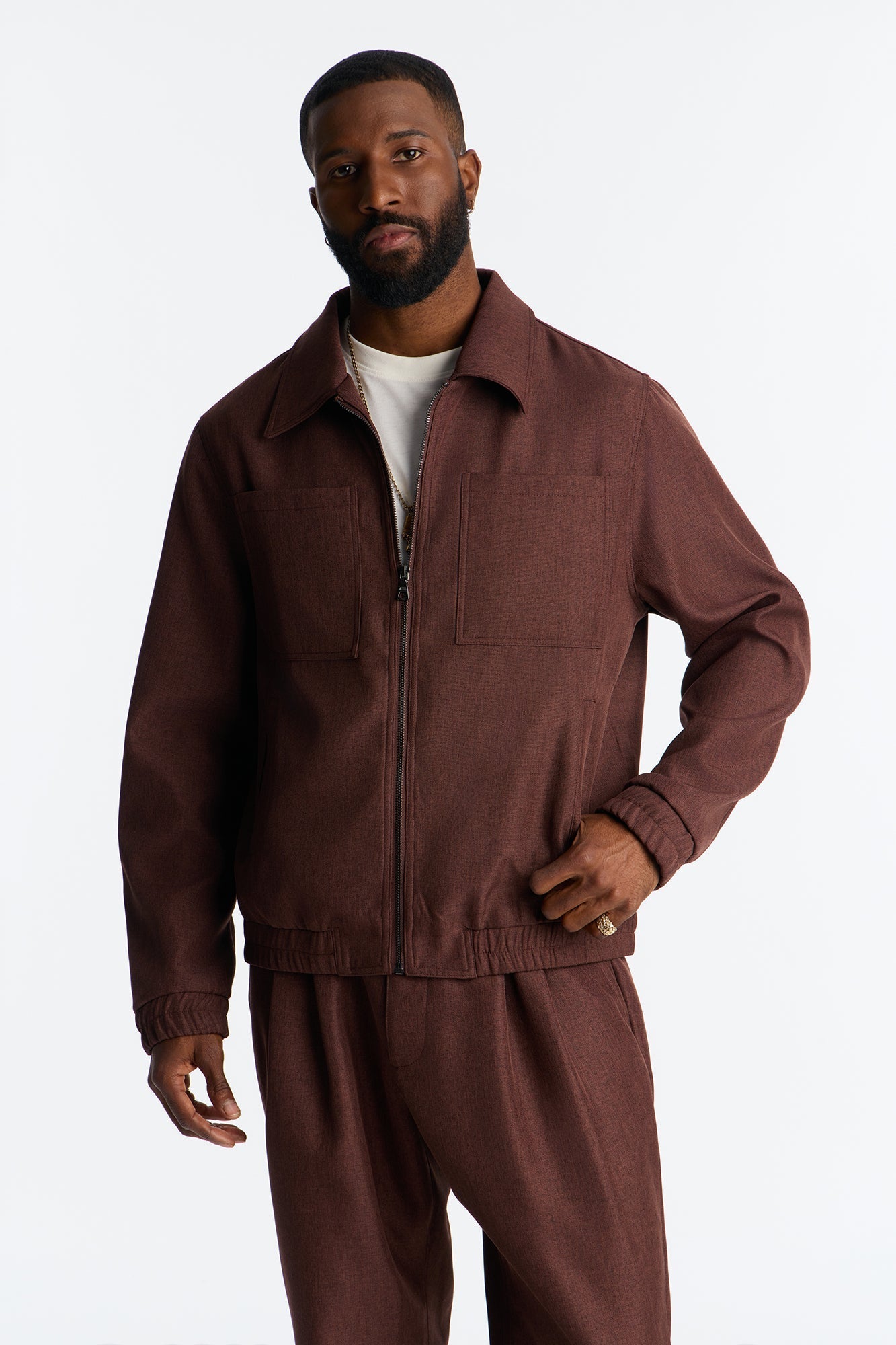 Relaxed Zip Tone Jacket - Brown Fashion Nova
