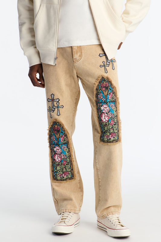 Straight Sacred Heart Pant - Stone Fashion Nova