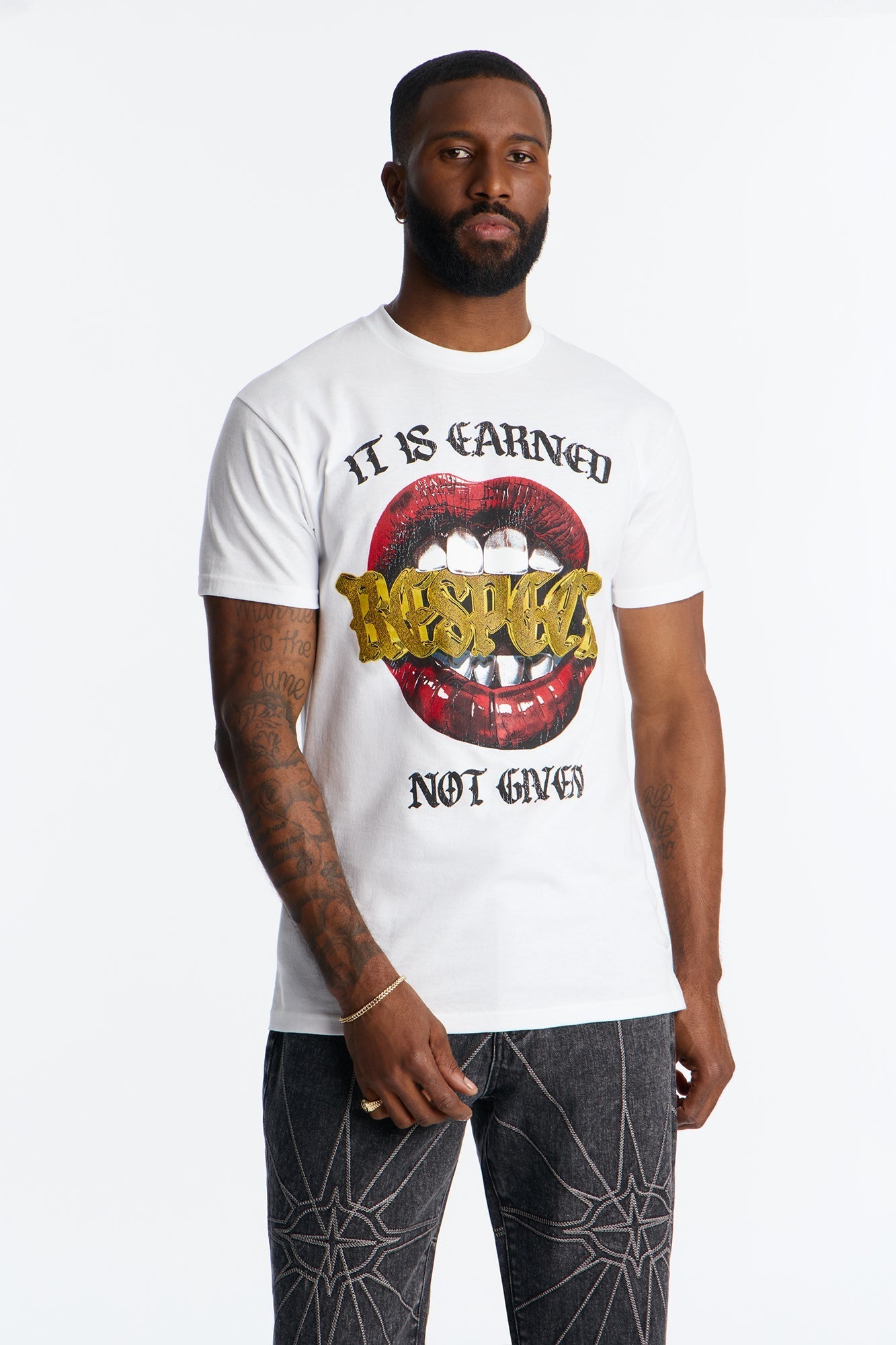 Respect Is Earned Short Sleeve Tee - White Fashion Nova
