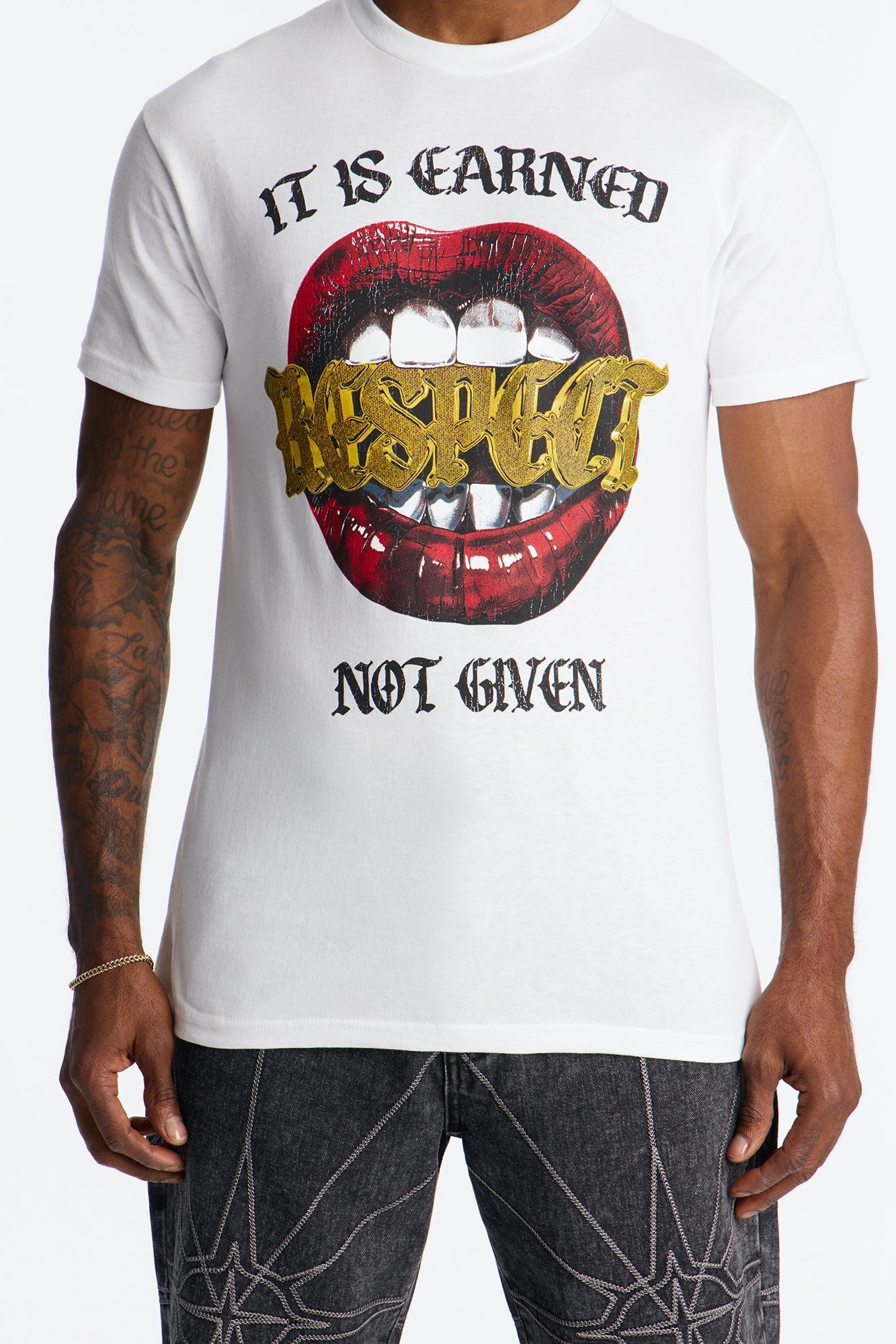 Respect Is Earned Short Sleeve Tee - White Fashion Nova