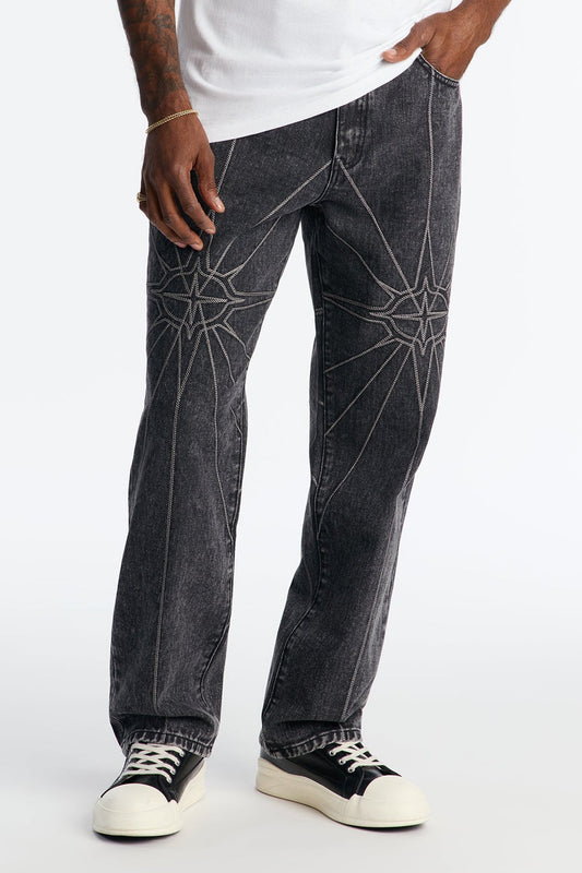 Straight Galaxy Star Jean - Black Fashion Nova