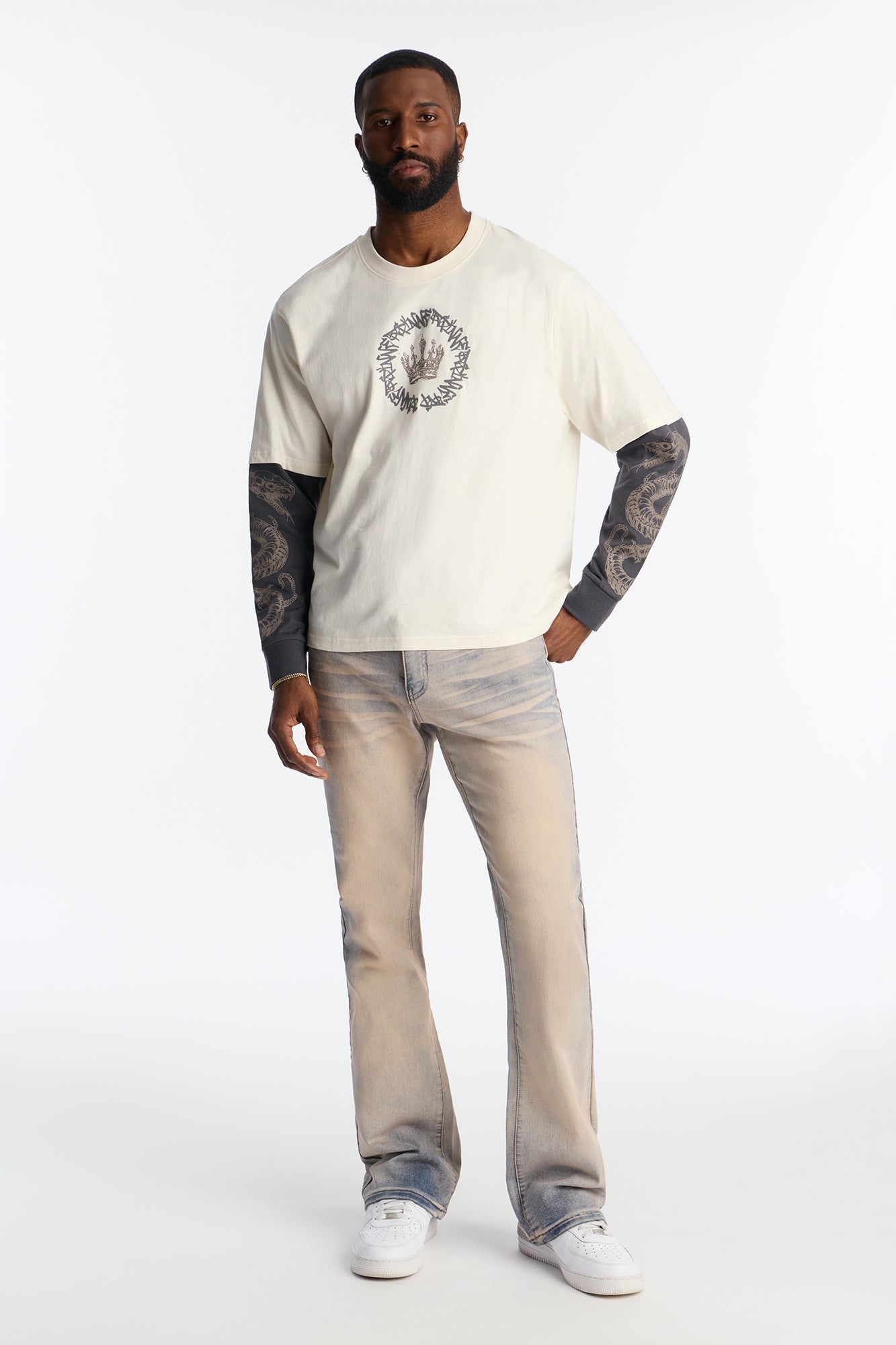 King Type Shii 2fer Long Sleeve Tee - White Fashion Nova