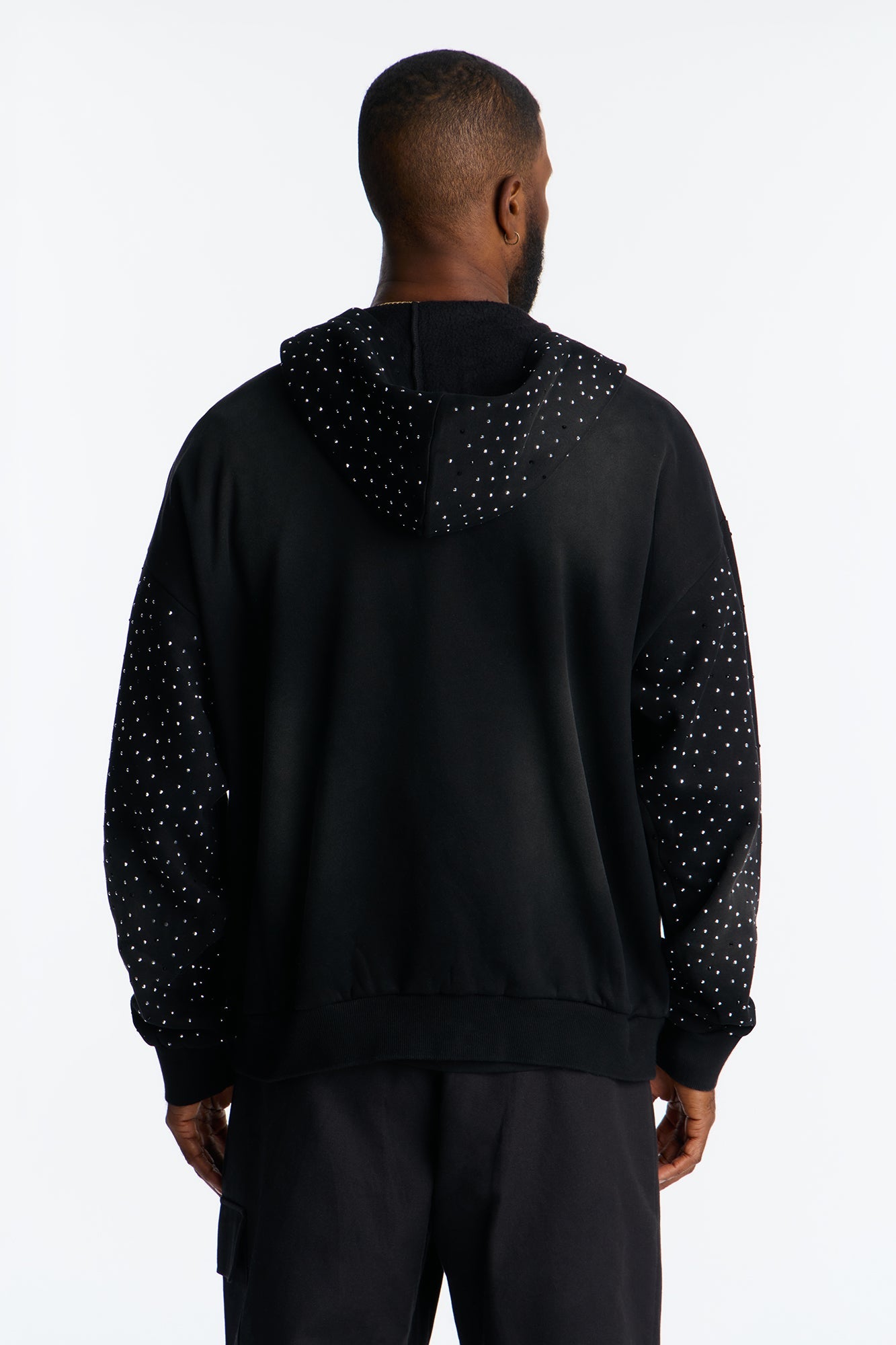 City Code Embellished Zip Up Hoodie - Black Fashion Nova