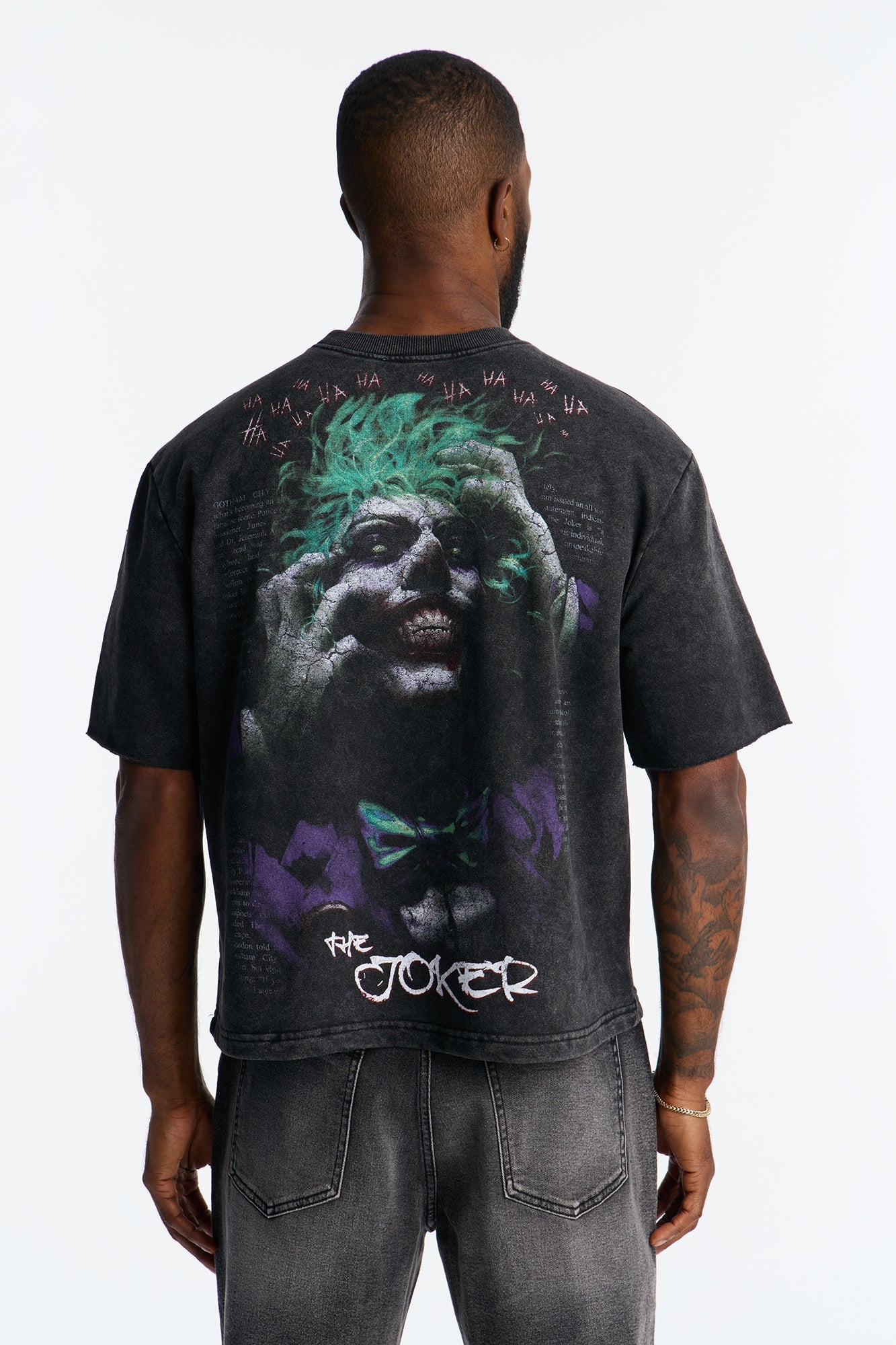 Oversized Joker Anarchy Short Sleeve Fleece Tee - Black Wash Fashion Nova