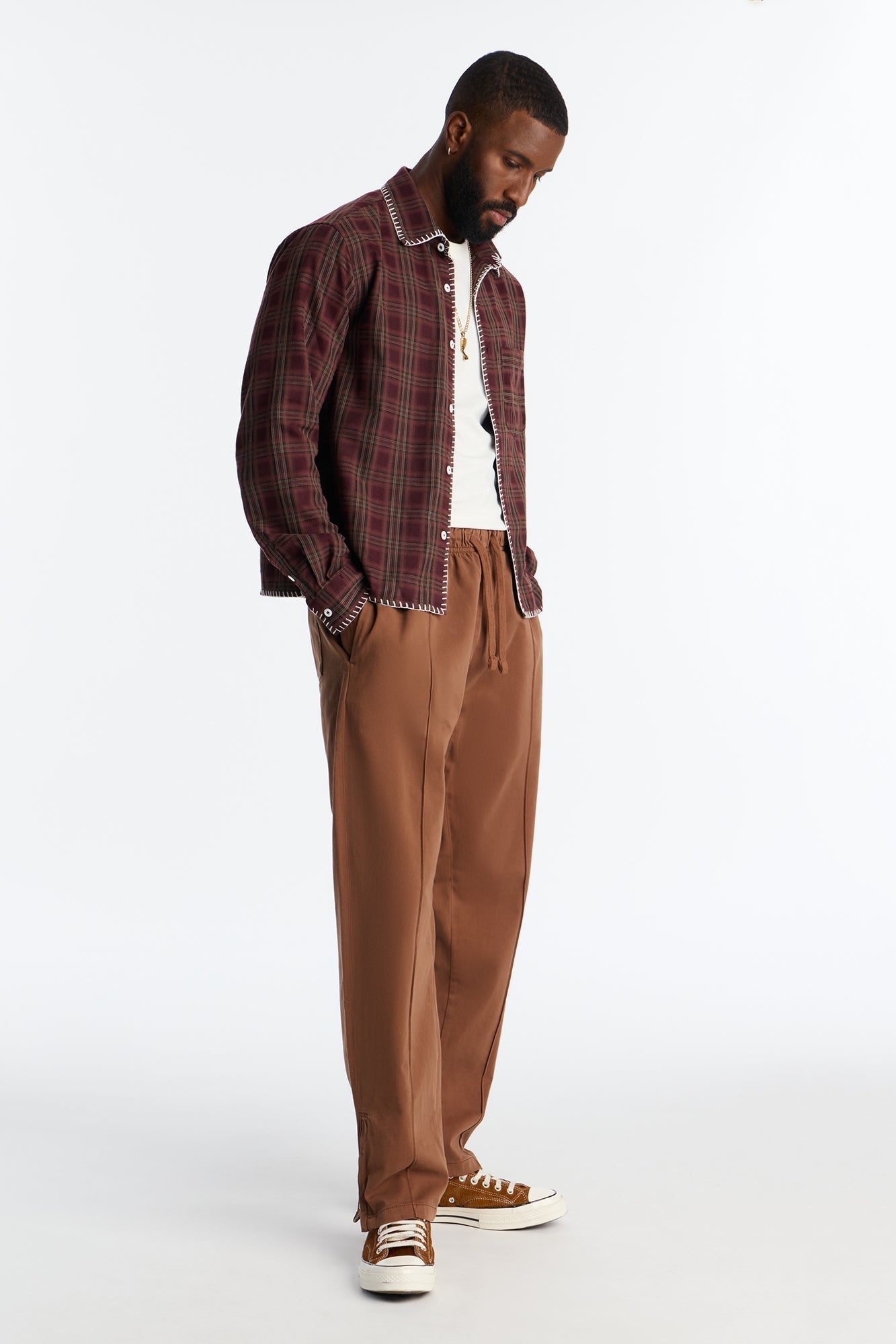 Slim Pintuck Zipper Pant - Brown Fashion Nova
