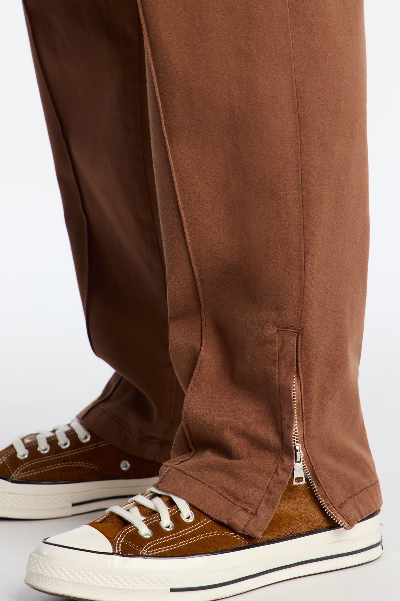 Slim Pintuck Zipper Pant - Brown Fashion Nova