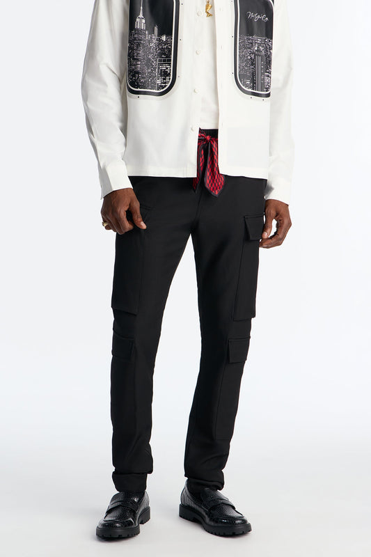 Skinny Stacked Sentinel Multi Pocket Pant - Black Fashion Nova