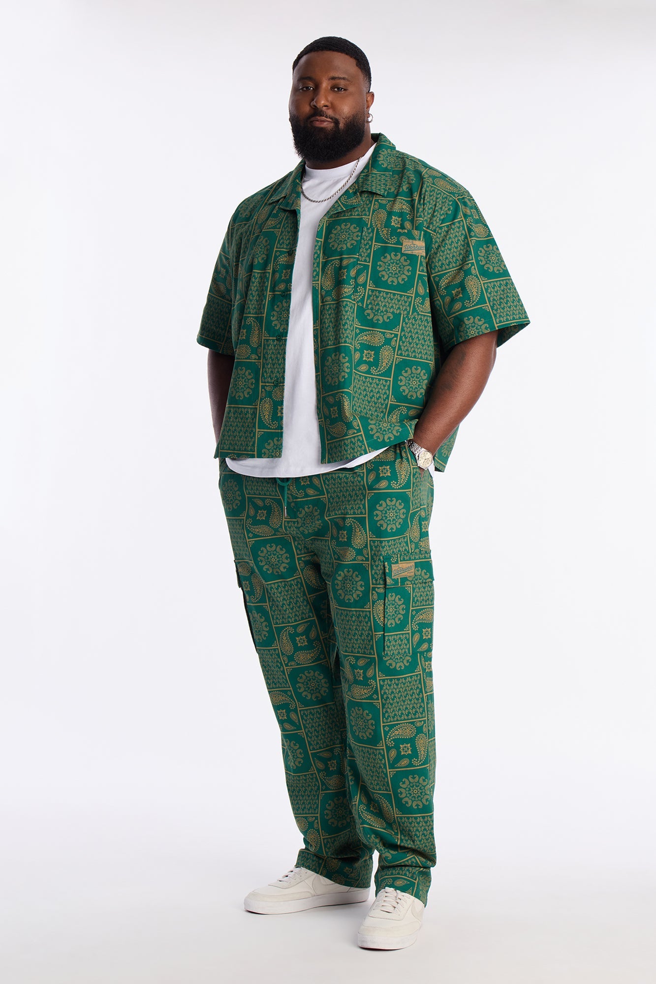 Slim Clinton Hill Mosaic Twill Cargo Pant - Green Fashion Nova
