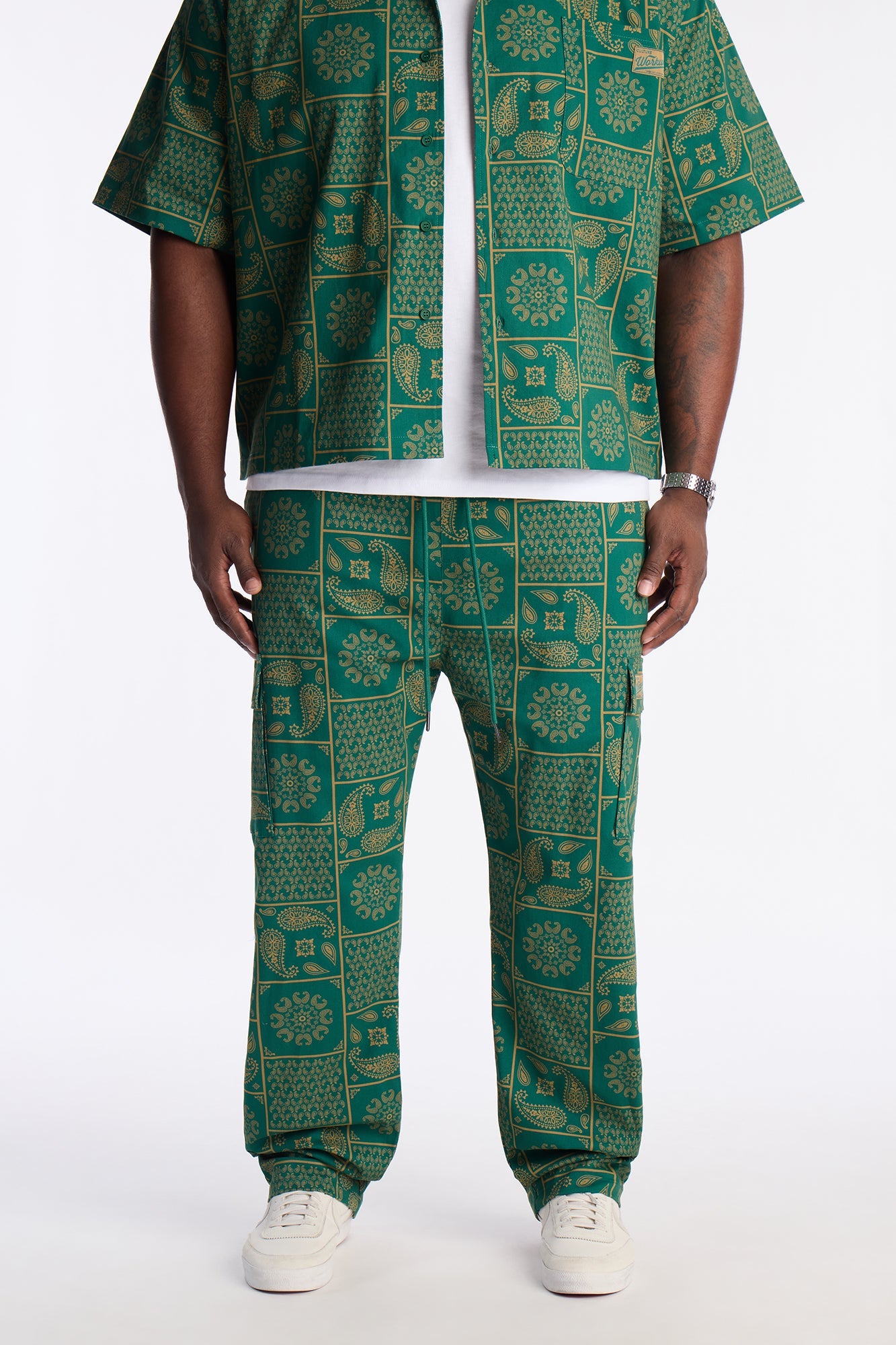 Slim Clinton Hill Mosaic Twill Cargo Pant - Green Fashion Nova