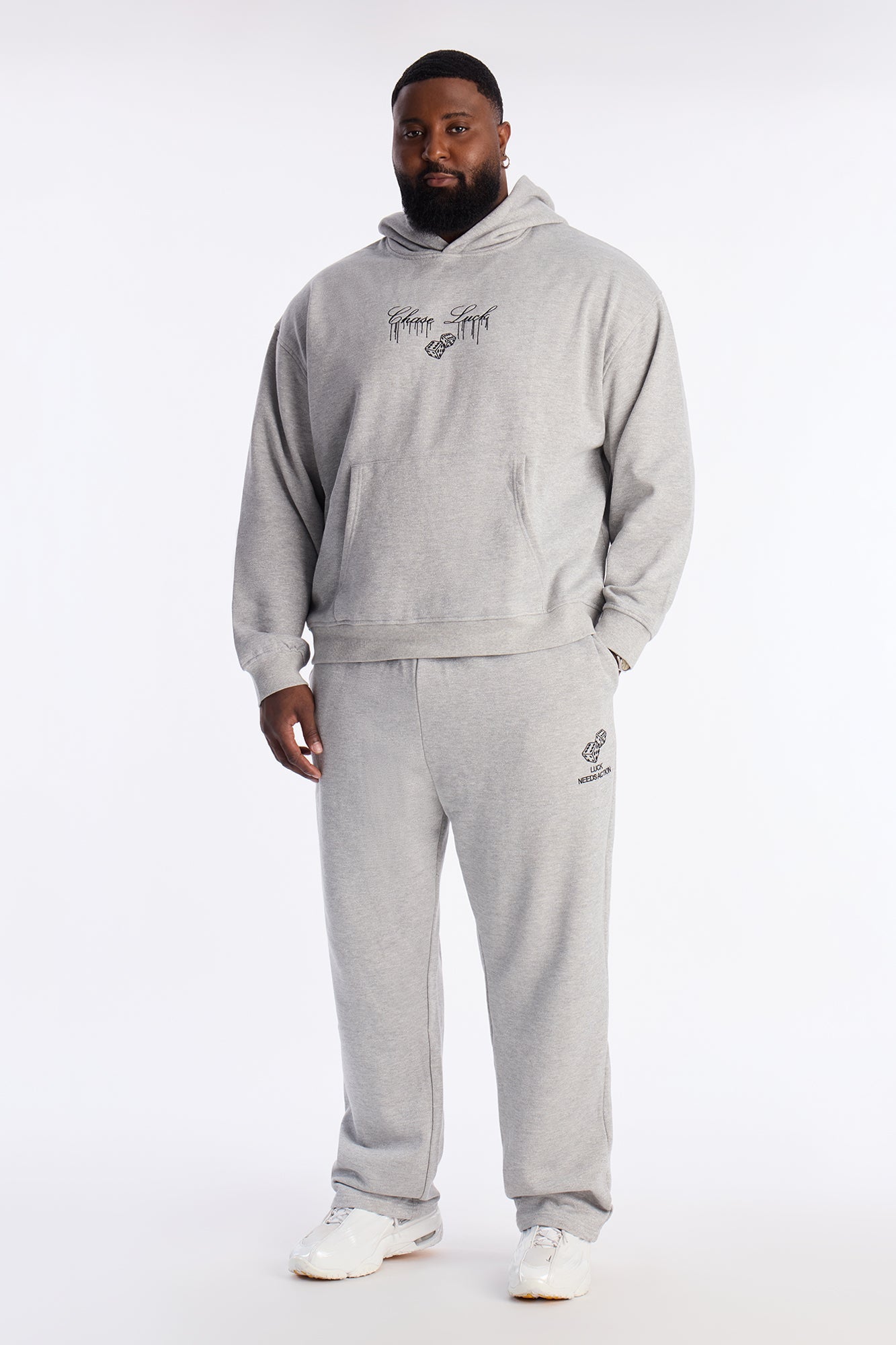 Chase Luck Embroidered Sweatpants - Heather Grey Fashion Nova