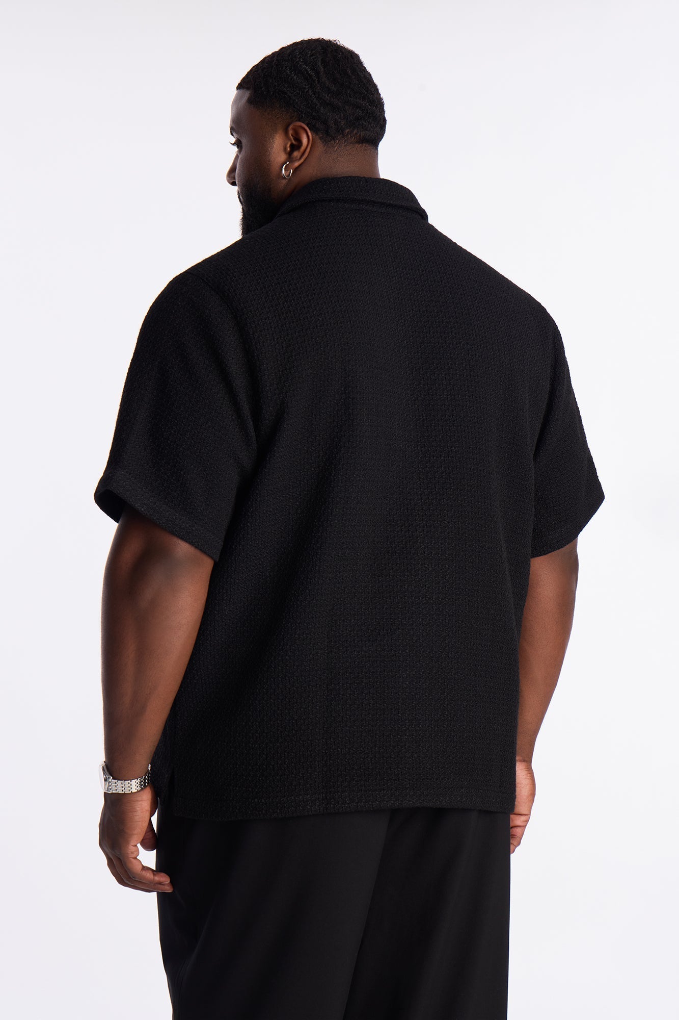 Tweed Bright Etoile Button Up Shirt - Black Fashion Nova
