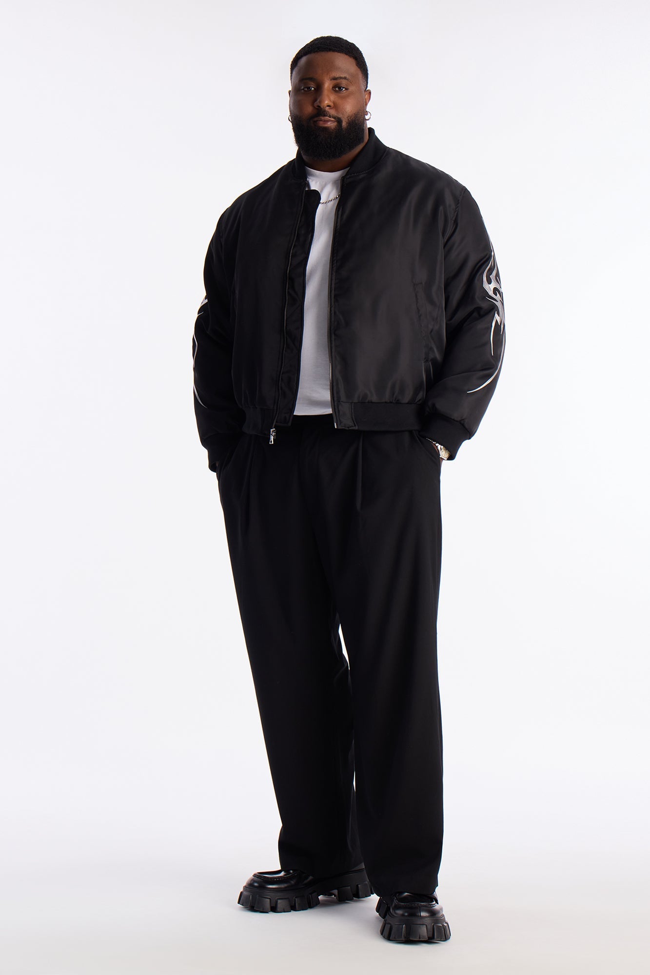 Relaxed Classic Embroidered Bomber Jacket - Black Fashion Nova