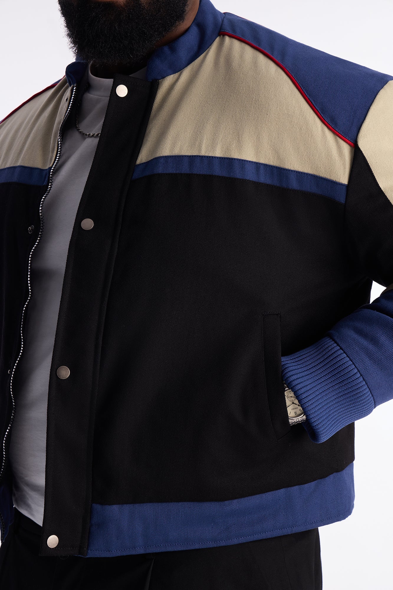 Victory Lap Color Block Bomber Jacket - Black/combo Fashion Nova