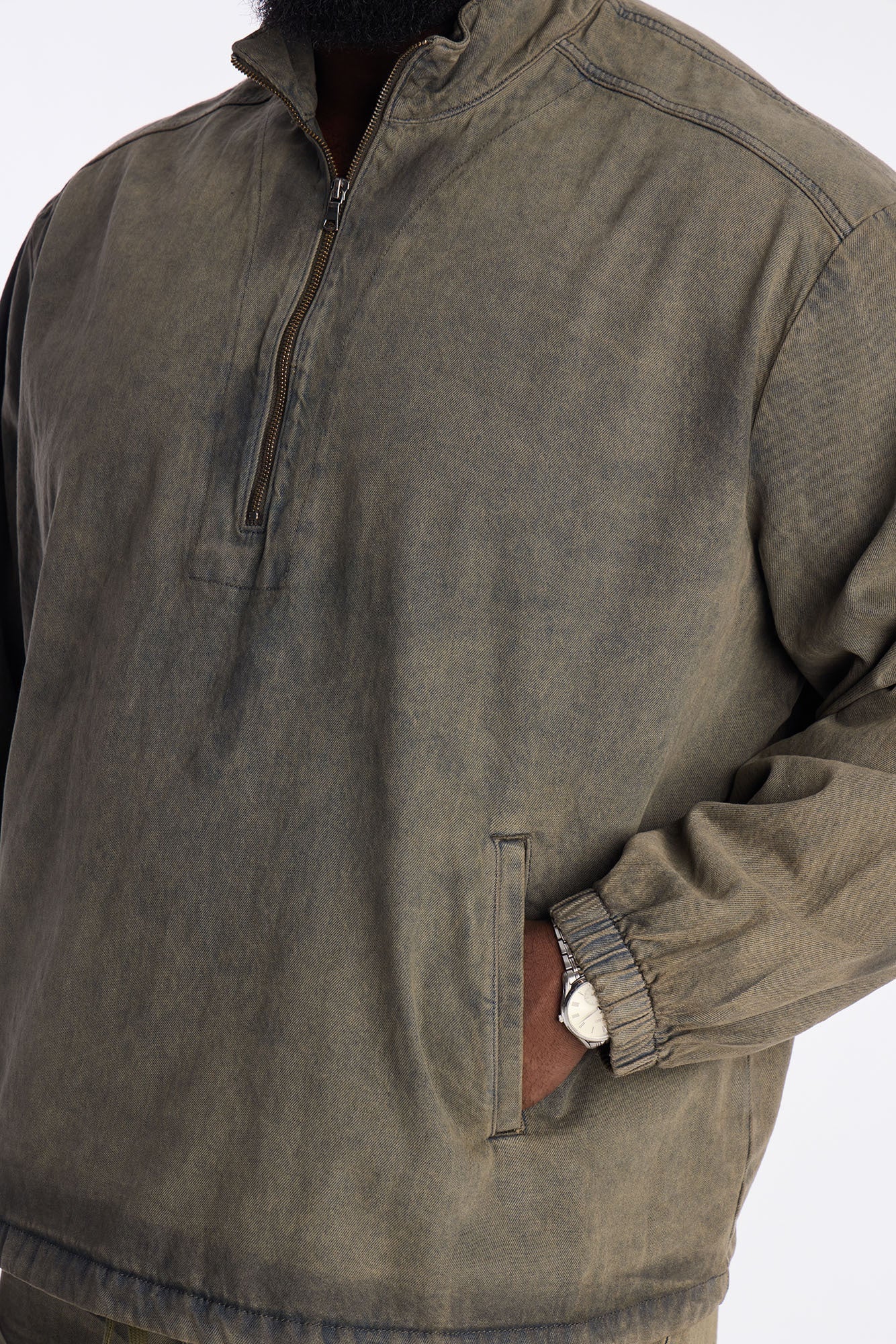 Dune Denim Anorak Jacket - Olive Fashion Nova