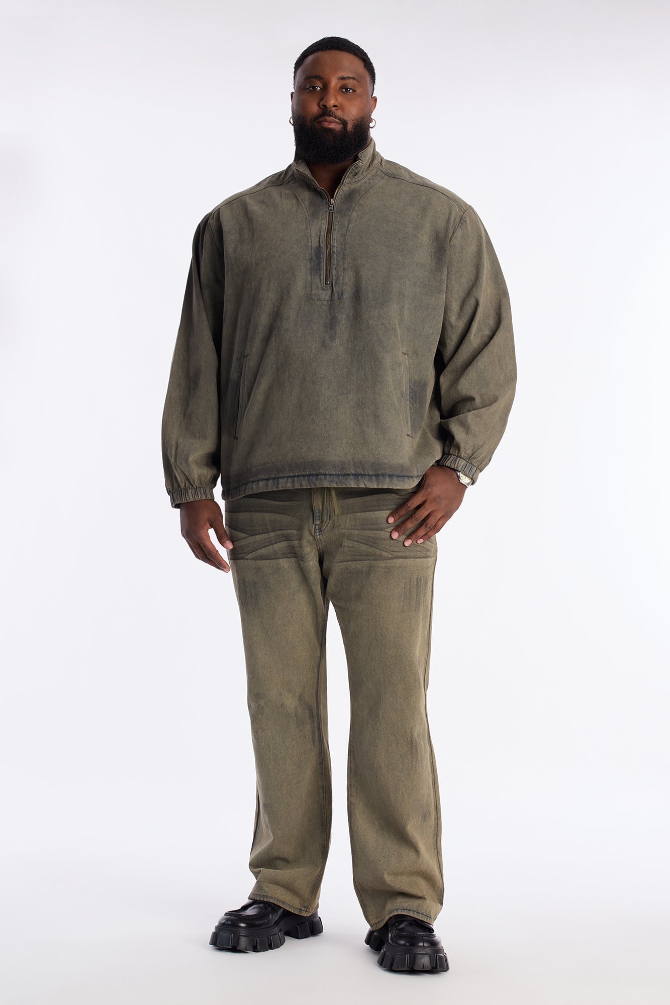 Stacked Slim Flare Dune Jean - Olive Fashion Nova