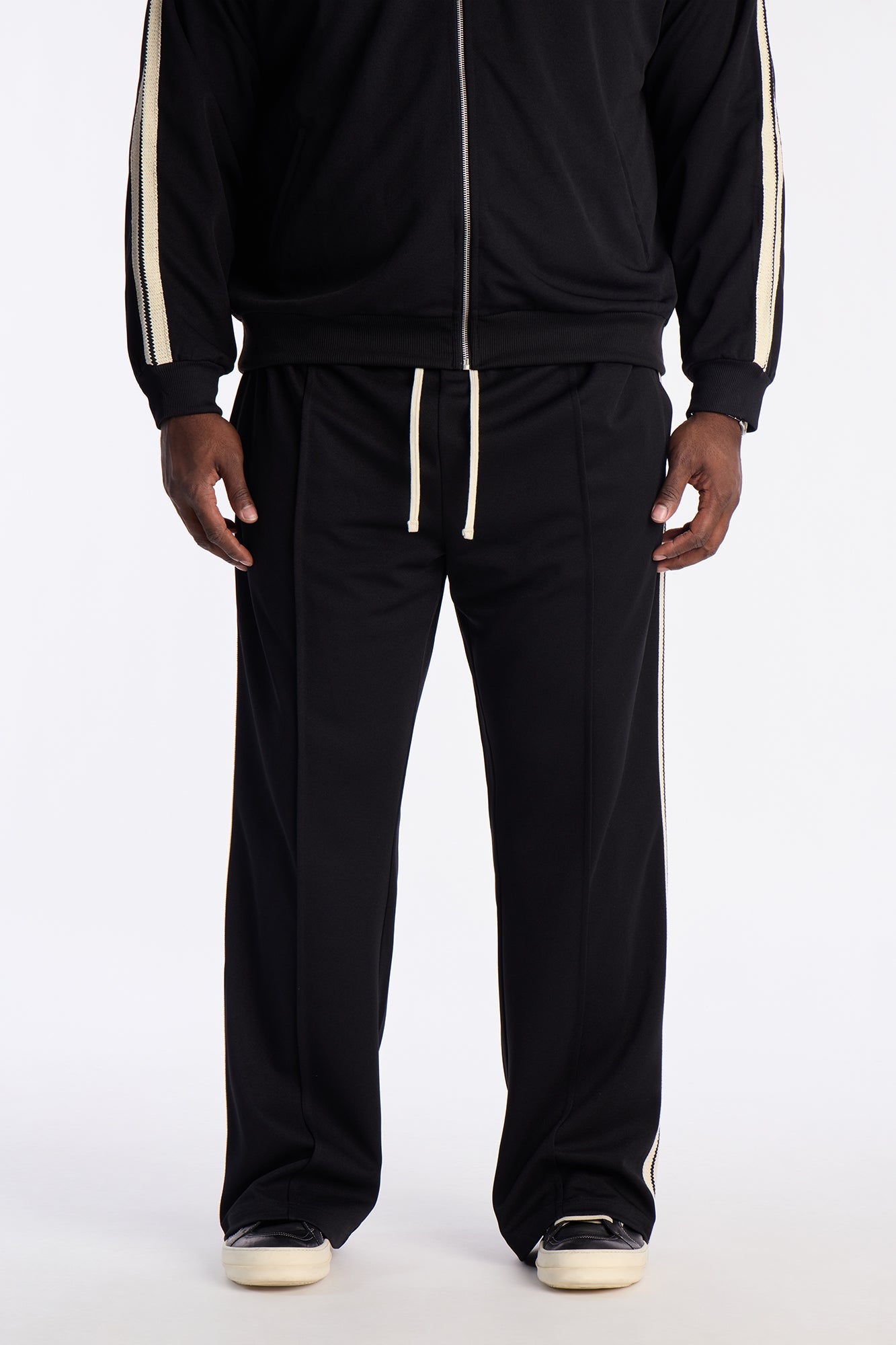 Dennis Slim Flare Track Pant - Black Fashion Nova