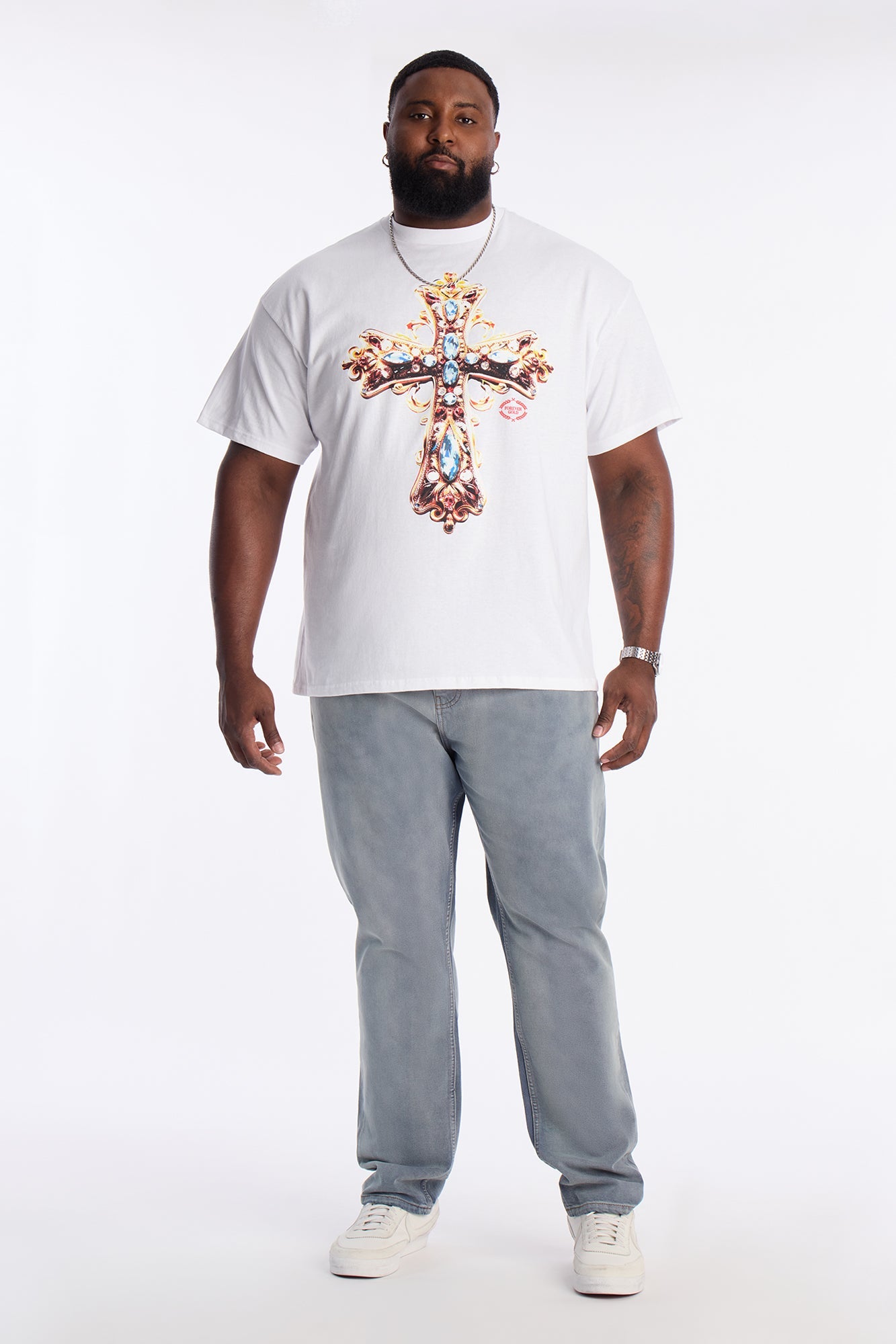 Holy Royal Cross Short Sleeve Tee - White Fashion Nova