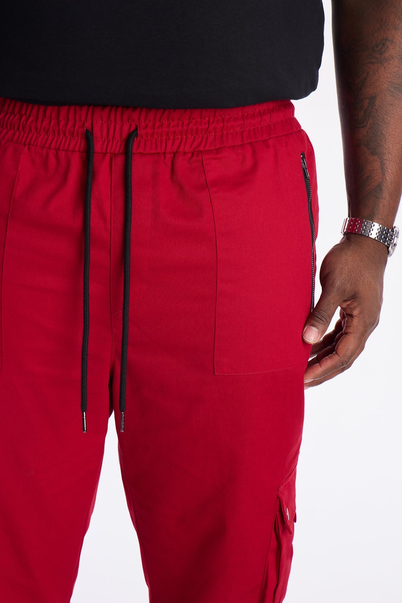 Roaming Twill Cargo Pants - Red Fashion Nova