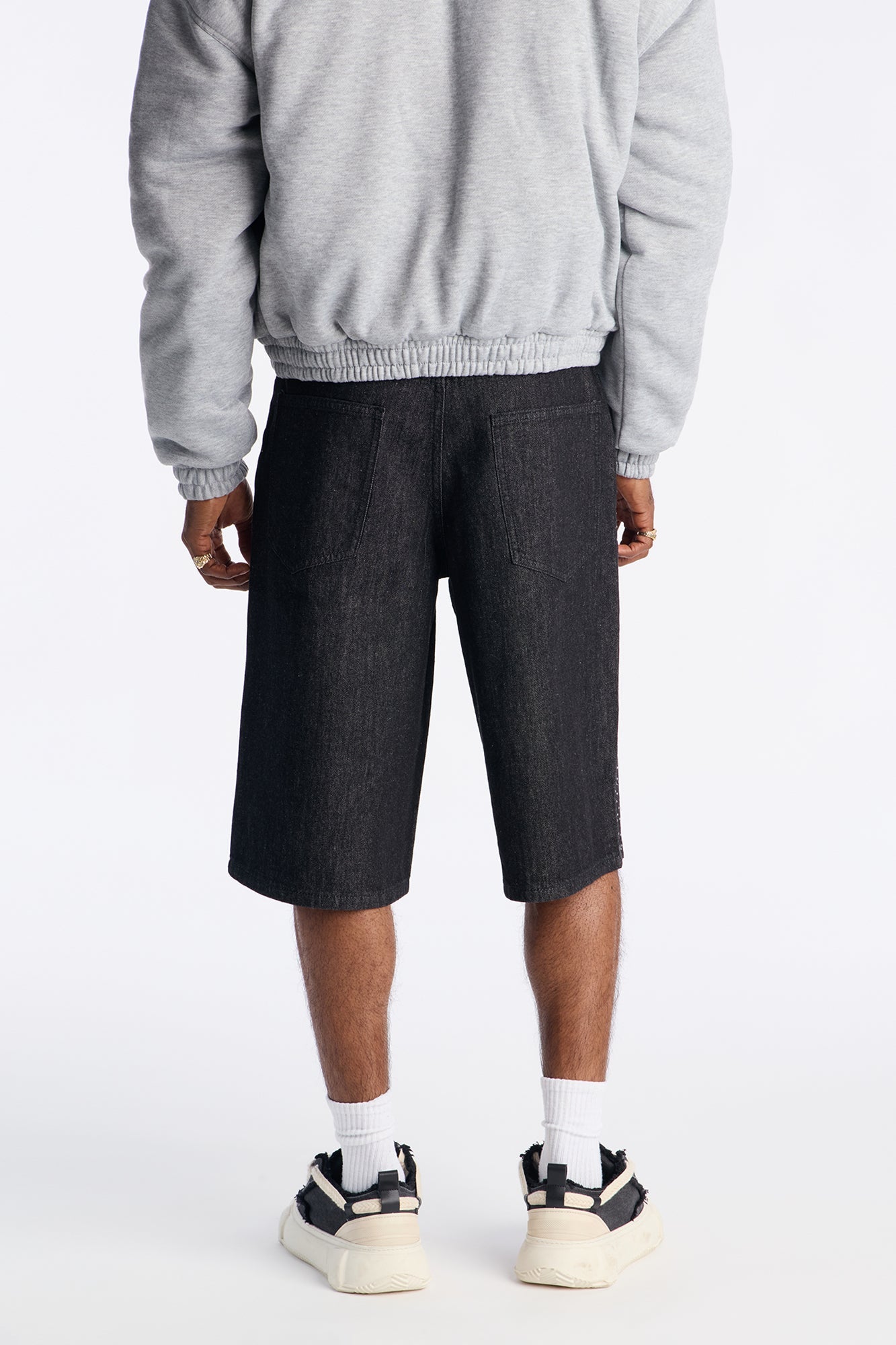 Baggy All Gem Denim Short - Black Fashion Nova