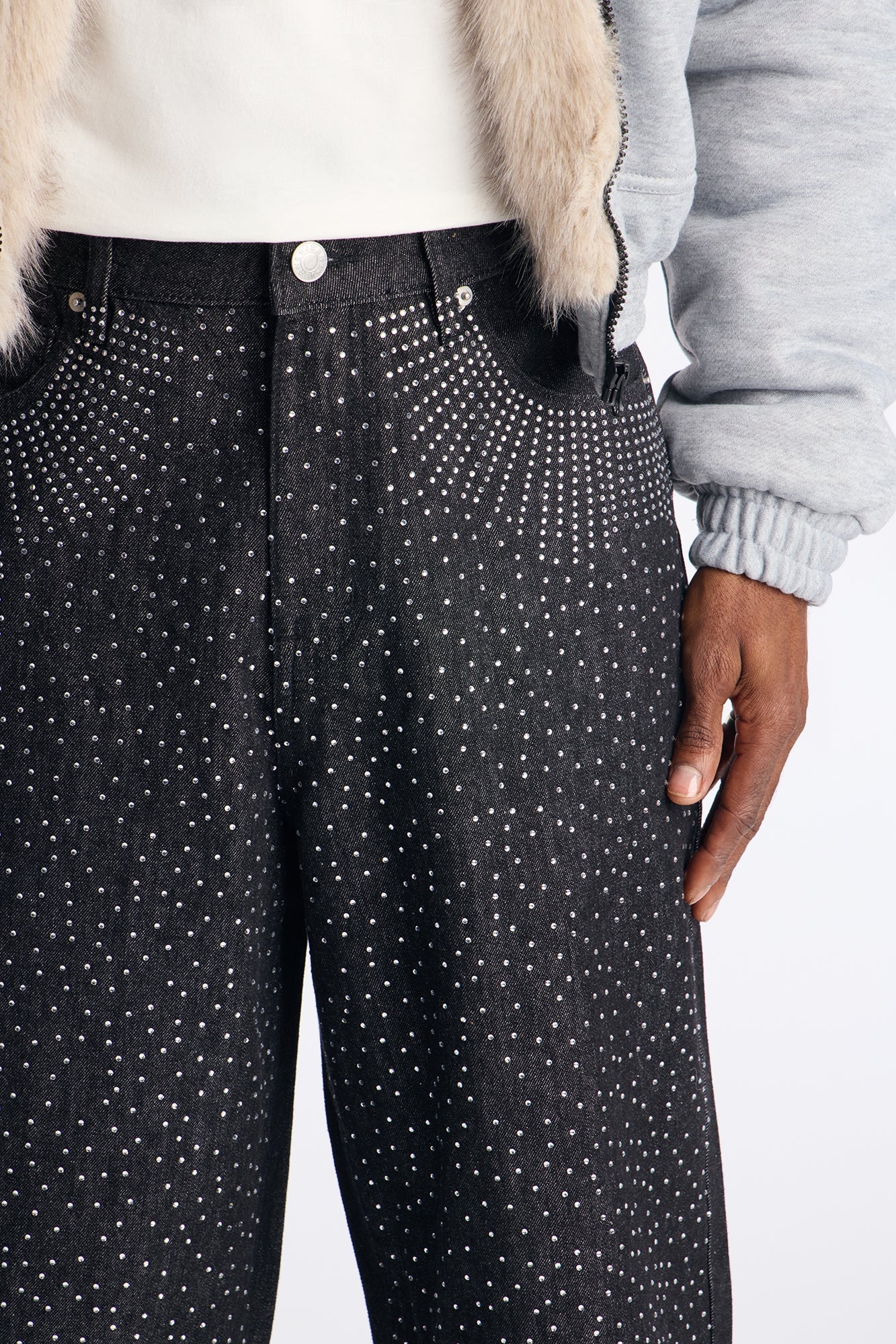 Baggy All Gem Denim Short - Black Fashion Nova