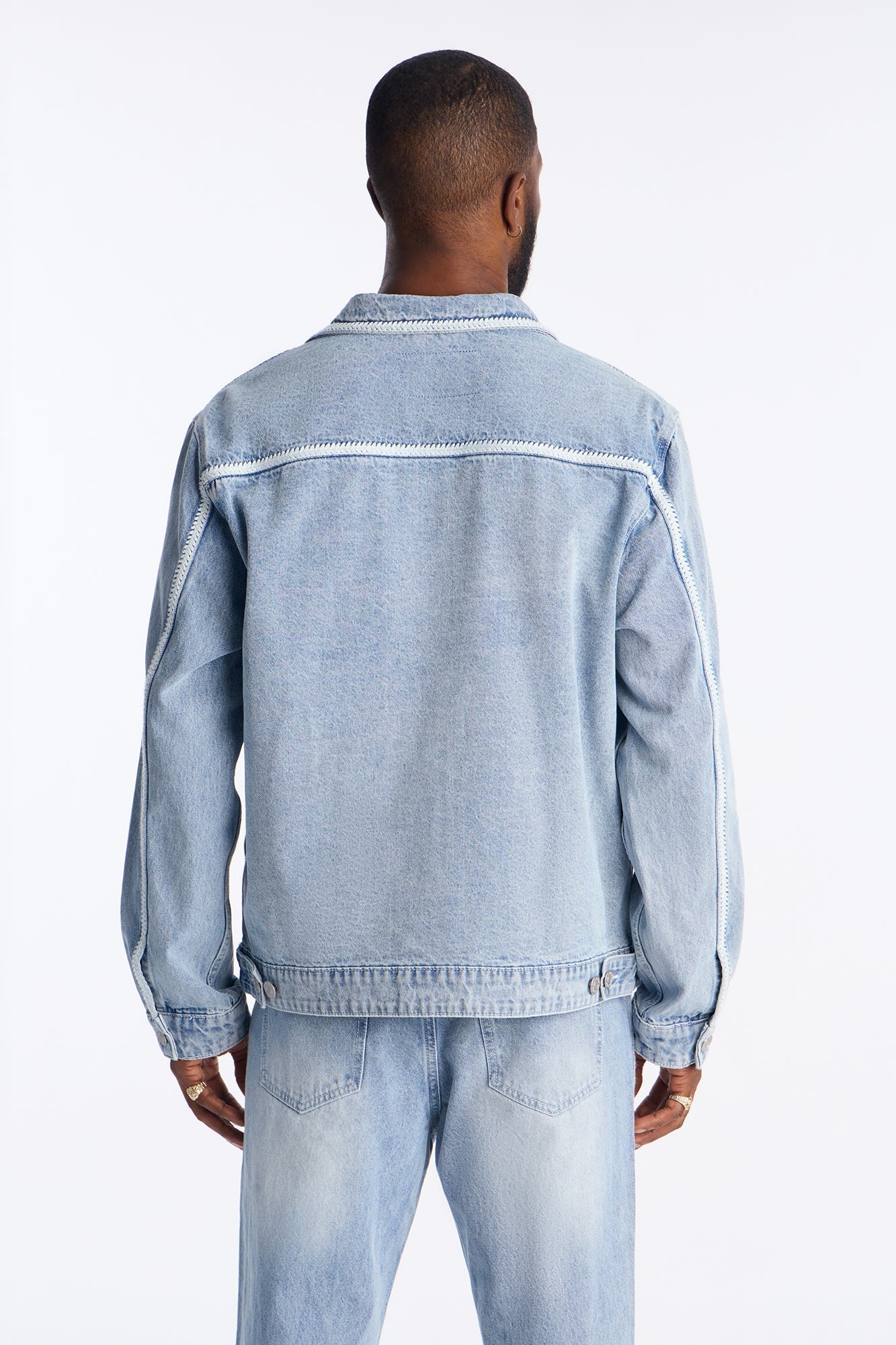 Crochet Denim Trucker Jacket - Light Blue Wash Fashion Nova