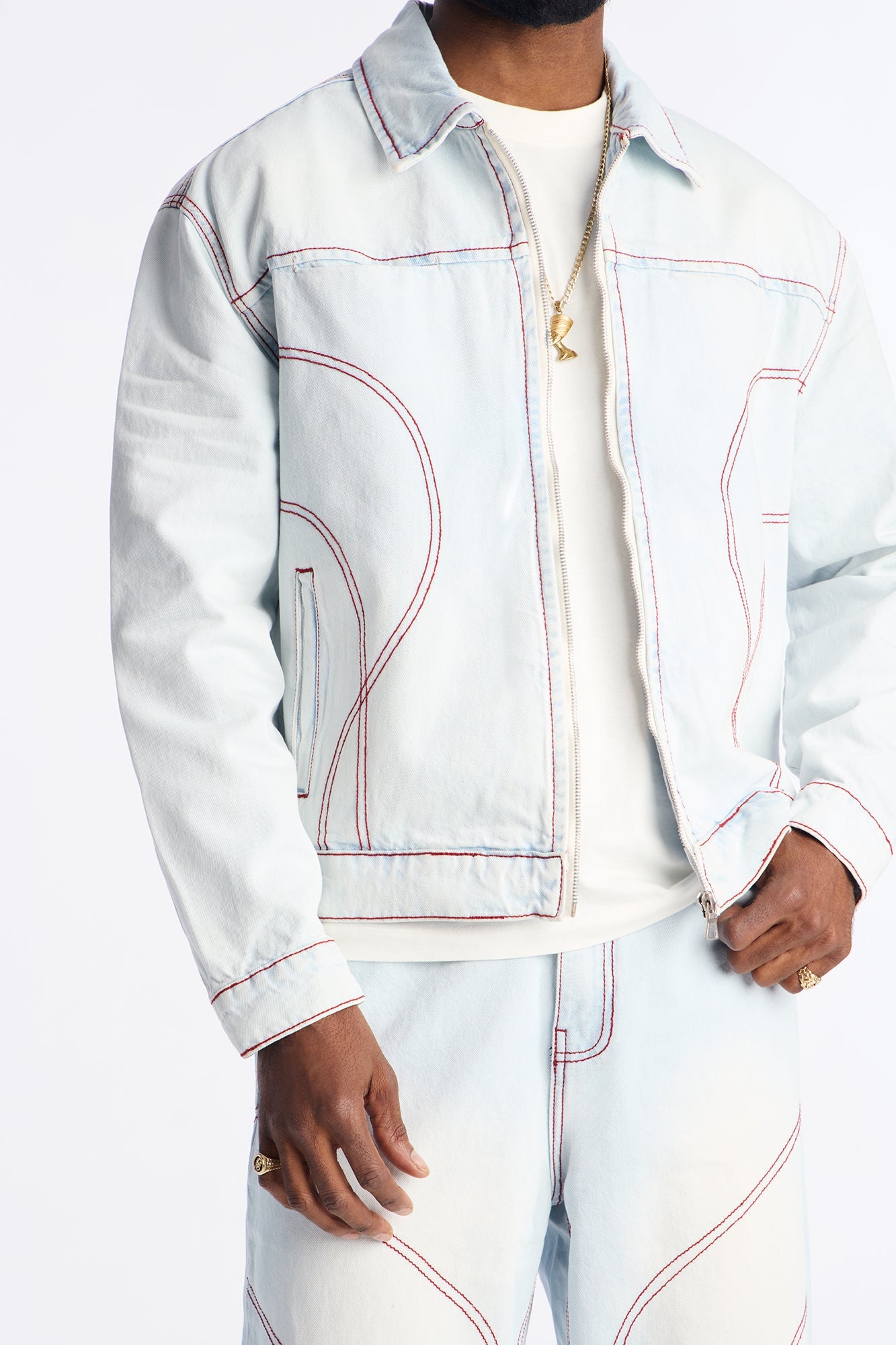 Cropped Thick Thread Denim Work Jacket - Light Wash Fashion Nova