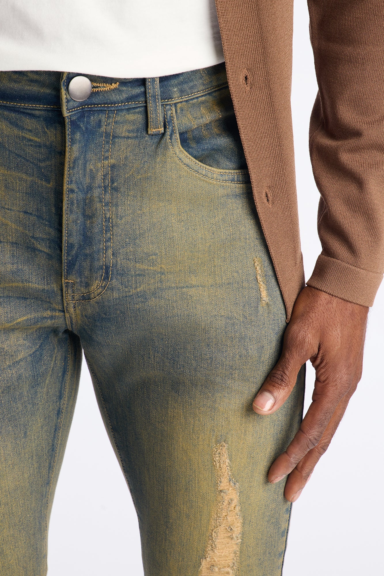 Stacked Skinny Flare Jeweled In Flames Jeans - Vintage Wash Fashion Nova