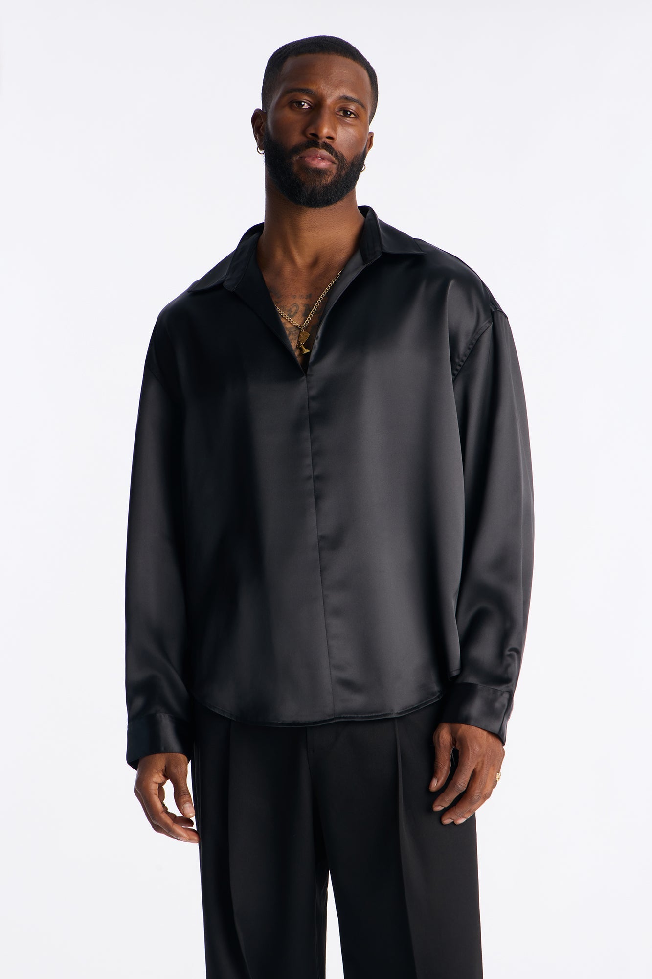Relaxed Luxe Lumina Easy Flow Shirt - Black Fashion Nova