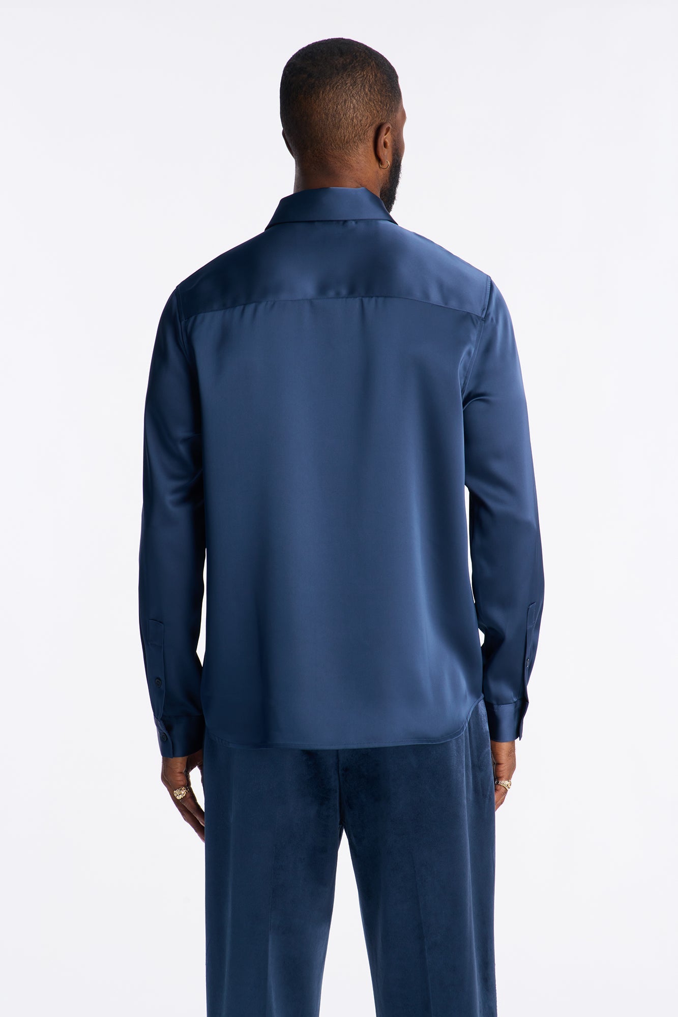 Luxe Easy Flow Button Up Shirt - Navy Fashion Nova