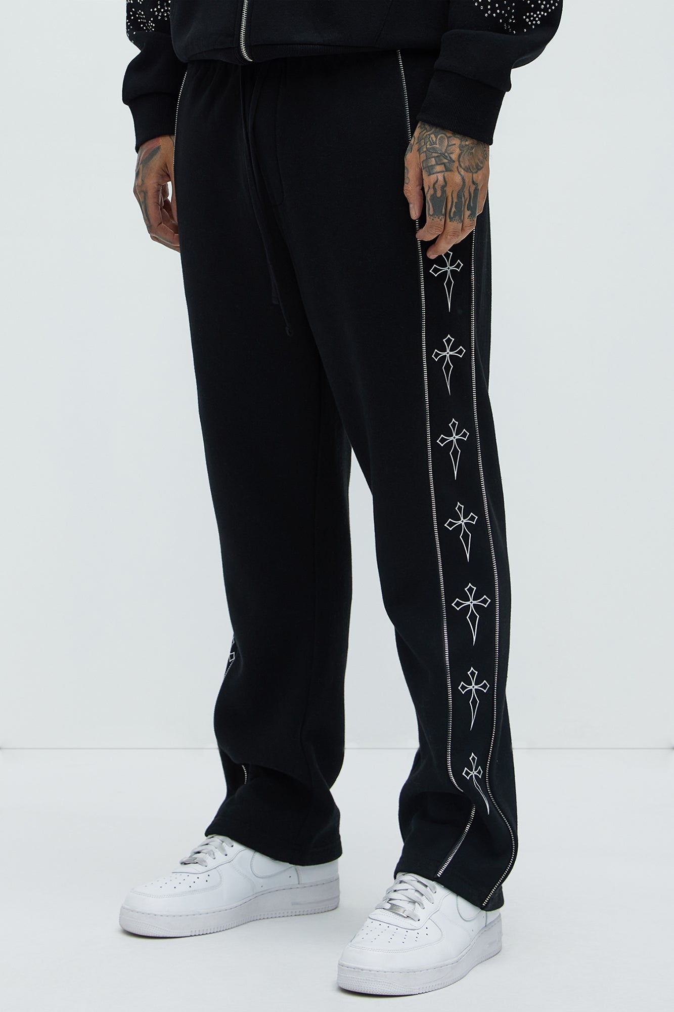 Tyson Cross Straight Sweatpants - Black Fashion Nova