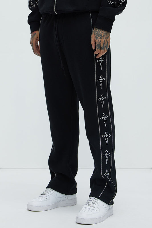 Tyson Cross Straight Sweatpants - Black Fashion Nova