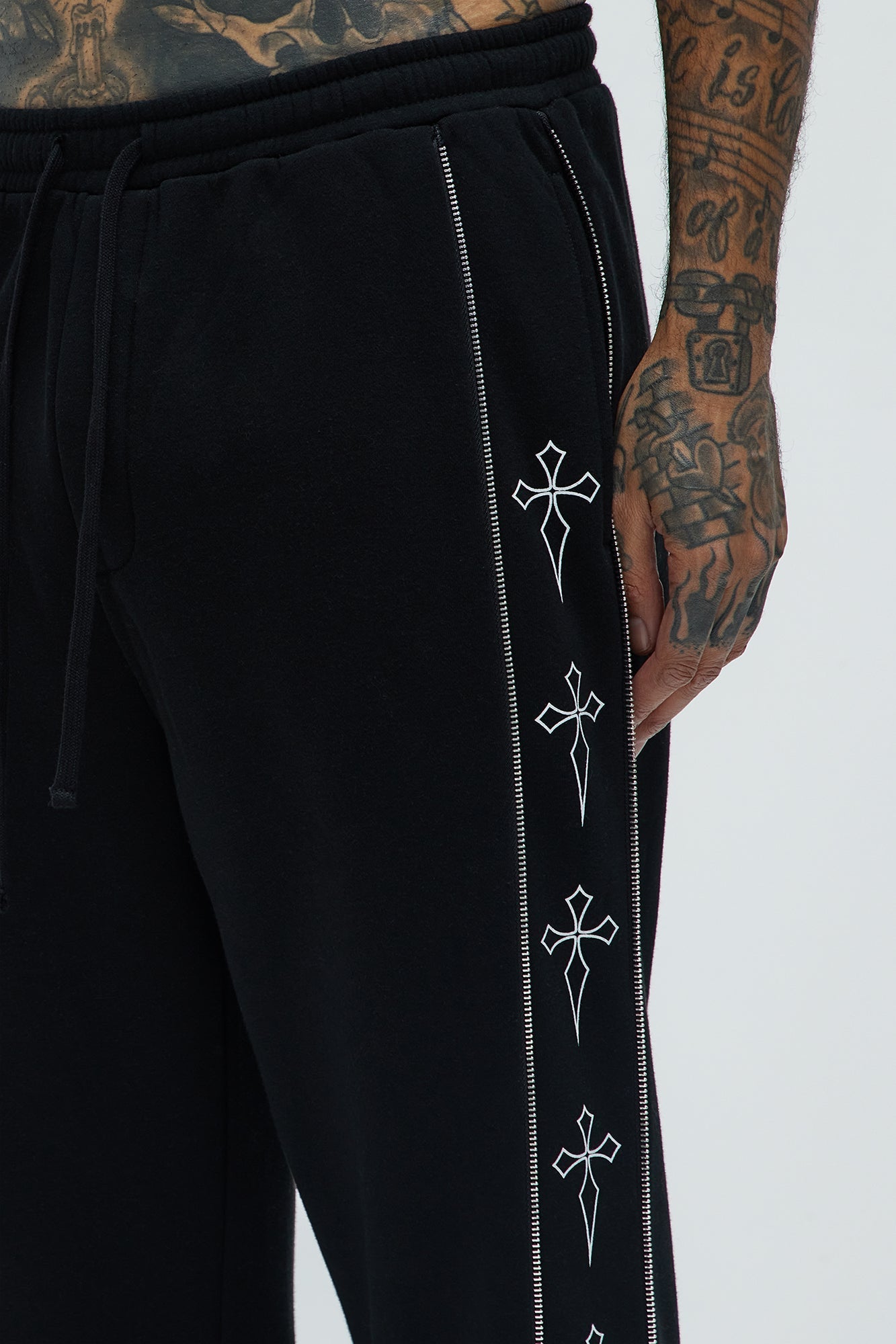 Tyson Cross Straight Sweatpants - Black Fashion Nova
