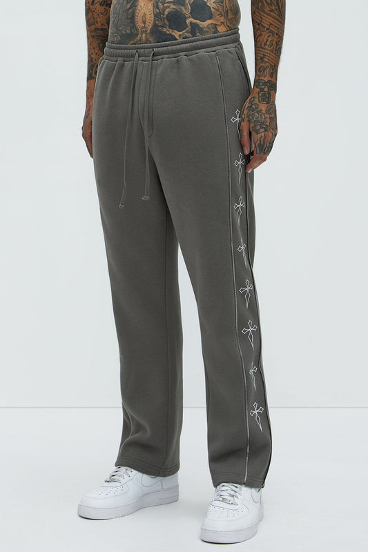 Tyson Cross Straight Sweatpants - Grey Fashion Nova