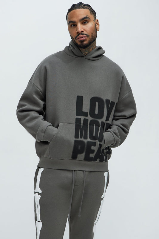 Tyson Spray Paint Oversized Hoodie - Grey/combo Fashion Nova