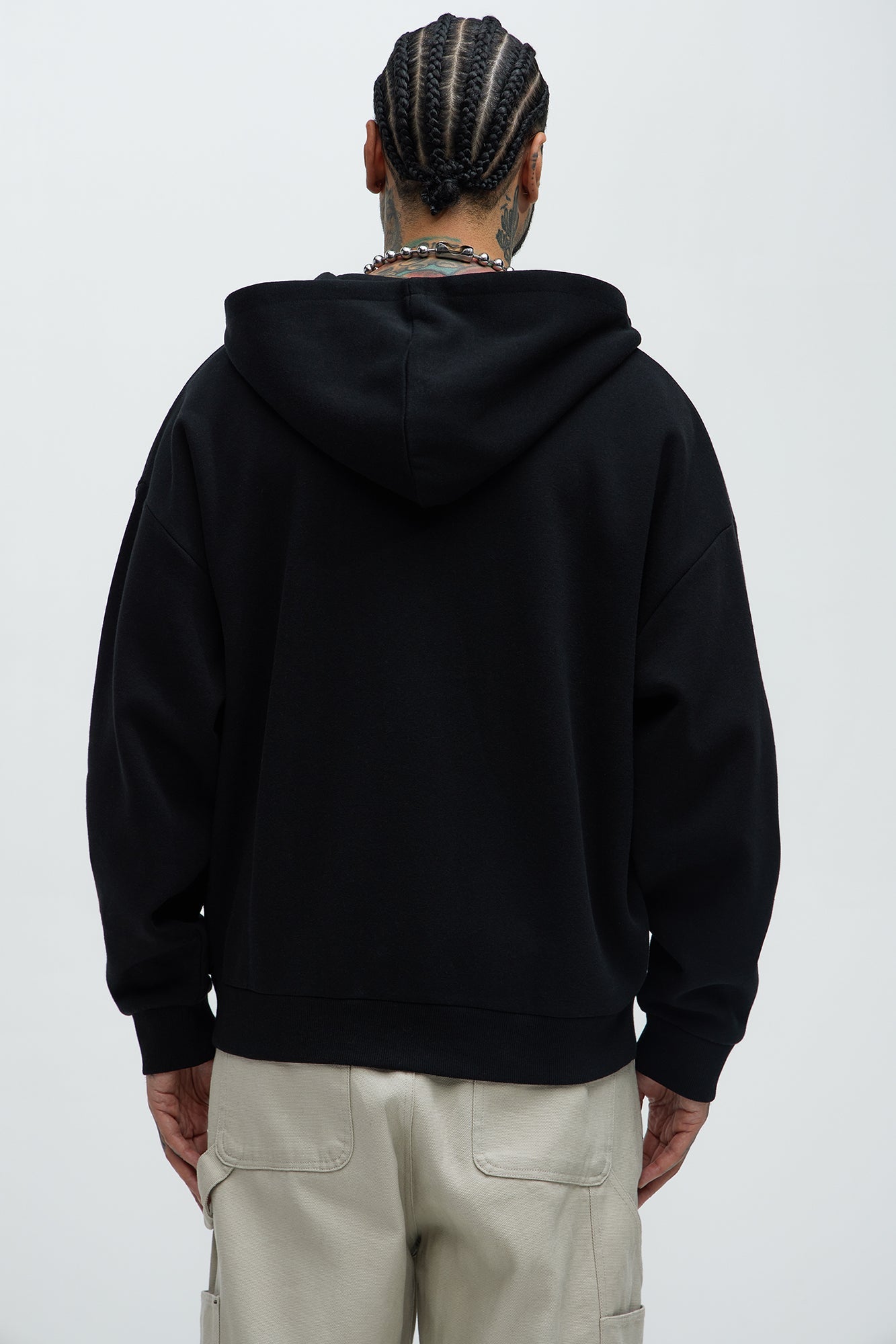Tyson Crusader Printed Oversized Zip Hoodie - Black Fashion Nova